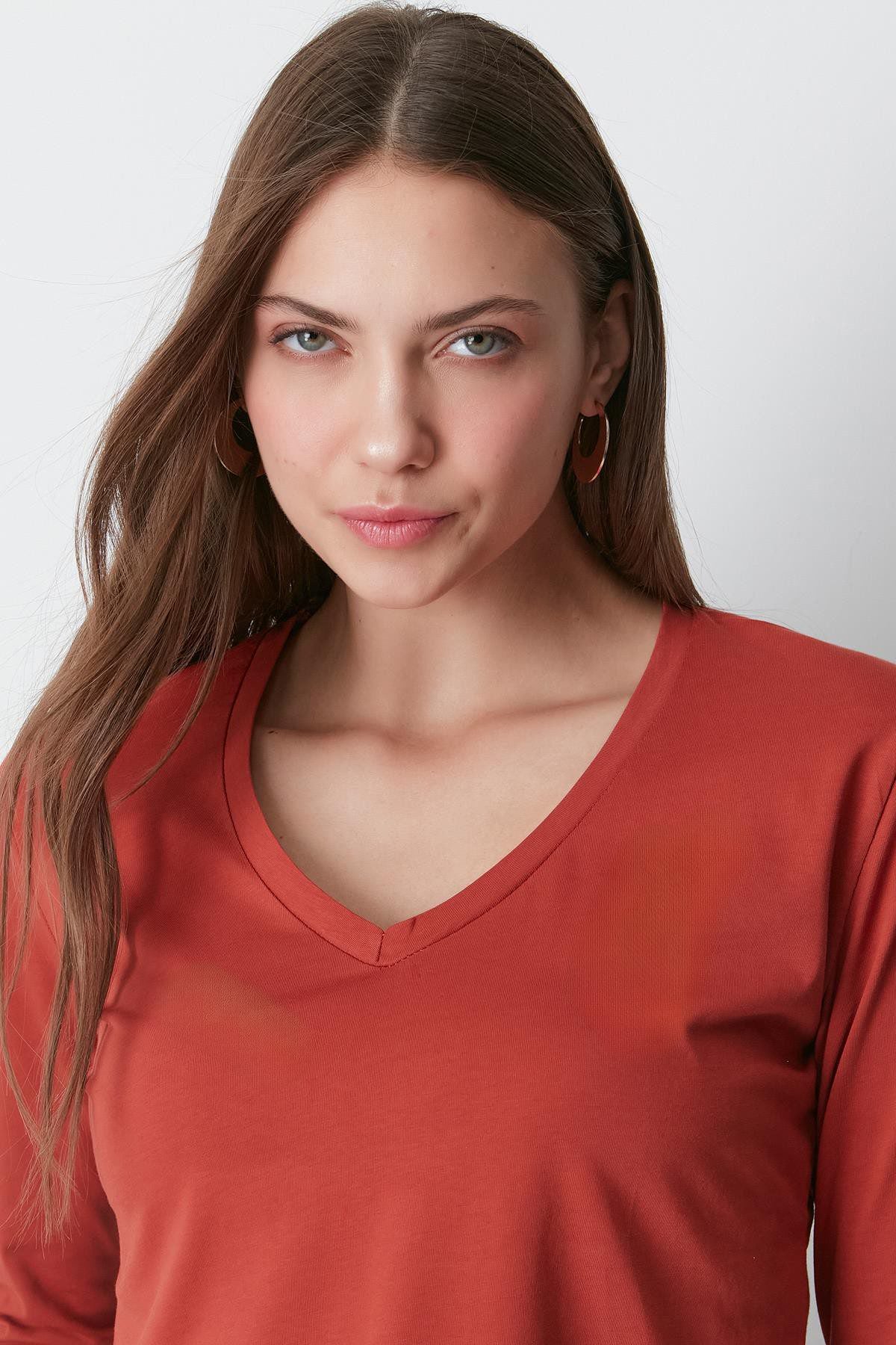 V-Ausschnitt Langarm 2er-Pack Basic T-Shirt