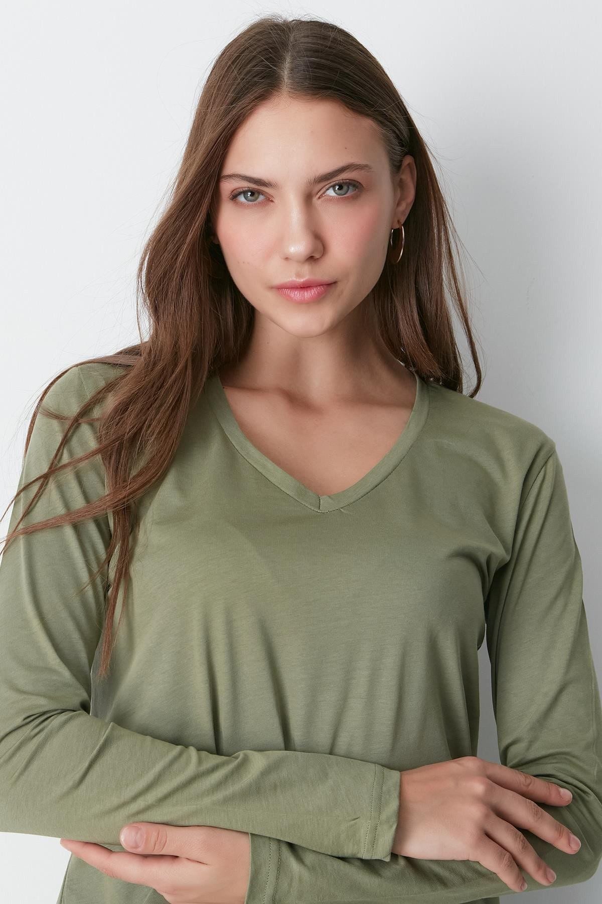 V-Ausschnitt Langarm 2er-Pack Basic T-Shirt