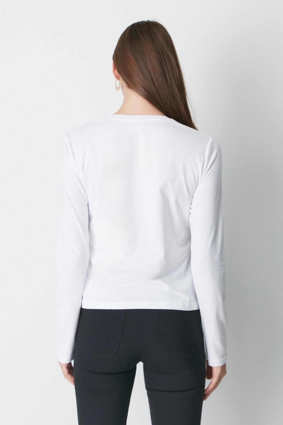 V-Ausschnitt Langarm 2er-Pack Basic T-Shirt