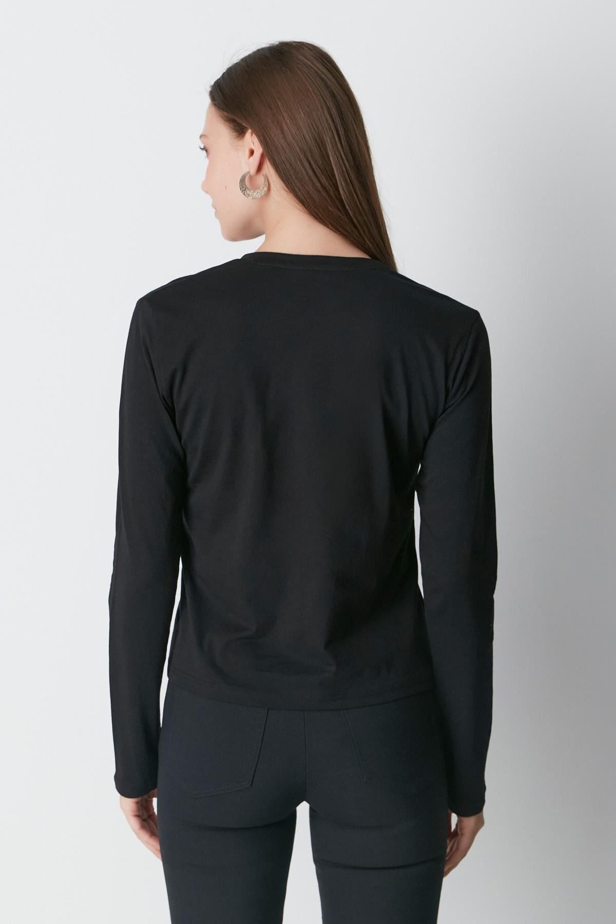 V-Ausschnitt Langarm 2er-Pack Basic T-Shirt