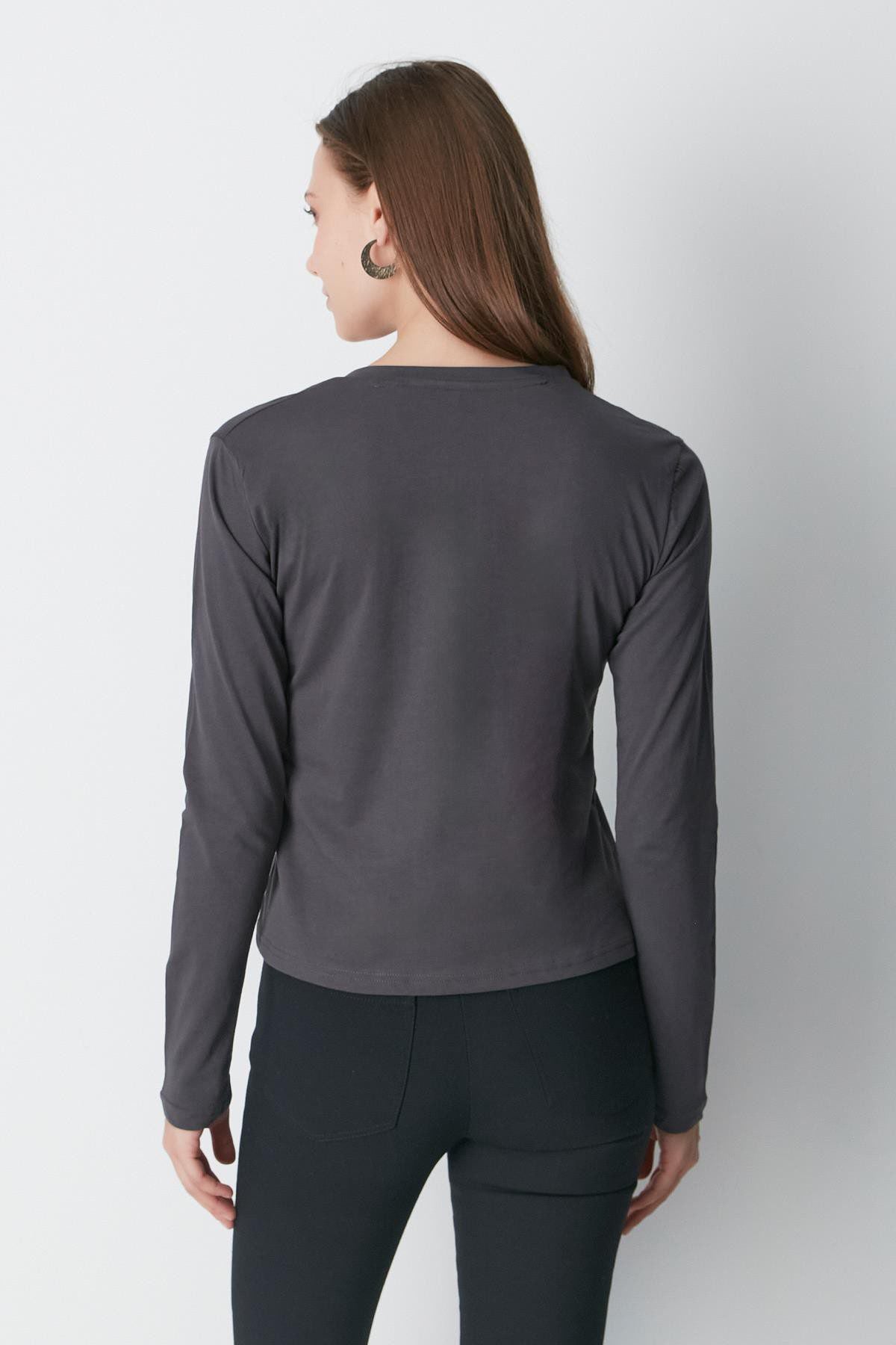 V-Ausschnitt Langarm 2er-Pack Basic T-Shirt