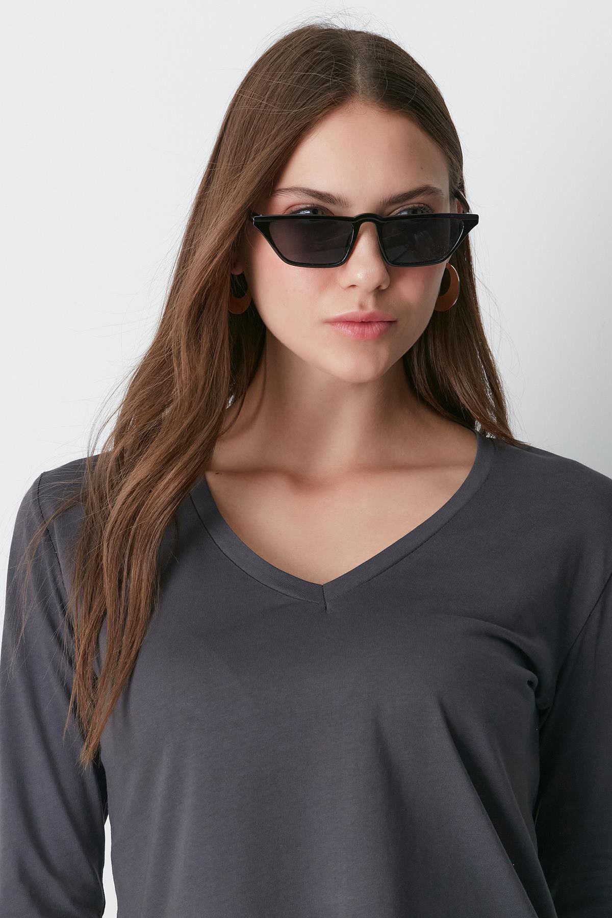 V-Ausschnitt Langarm 2er-Pack Basic T-Shirt