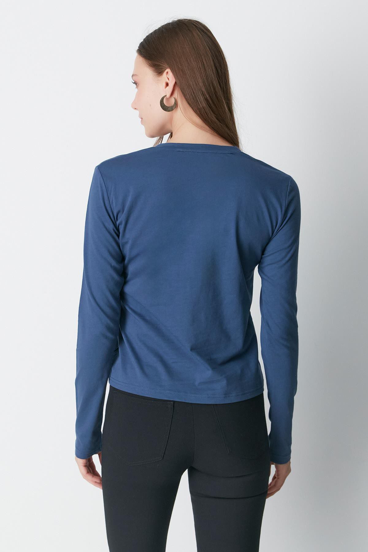 V-Ausschnitt Langarm 2er-Pack Basic T-Shirt