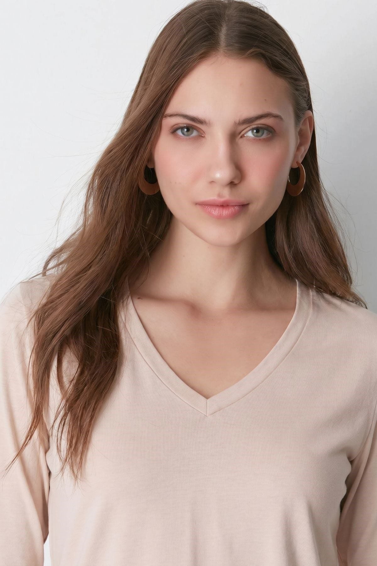 V-Ausschnitt Langarm 2er-Pack Basic T-Shirt