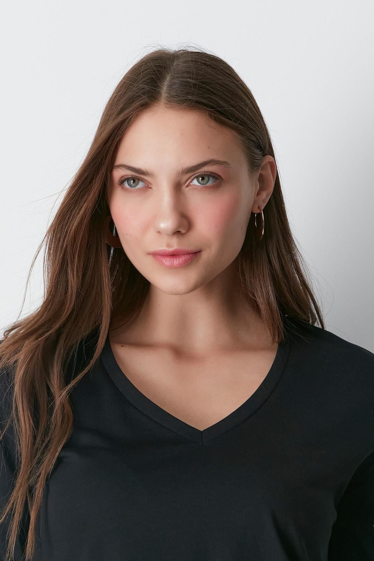 V-Ausschnitt Langarm 2er-Pack Basic T-Shirt