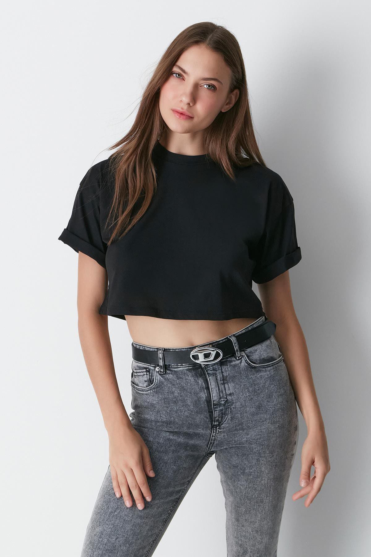 Fahrrad Hals 2-teiliges Crop Tee