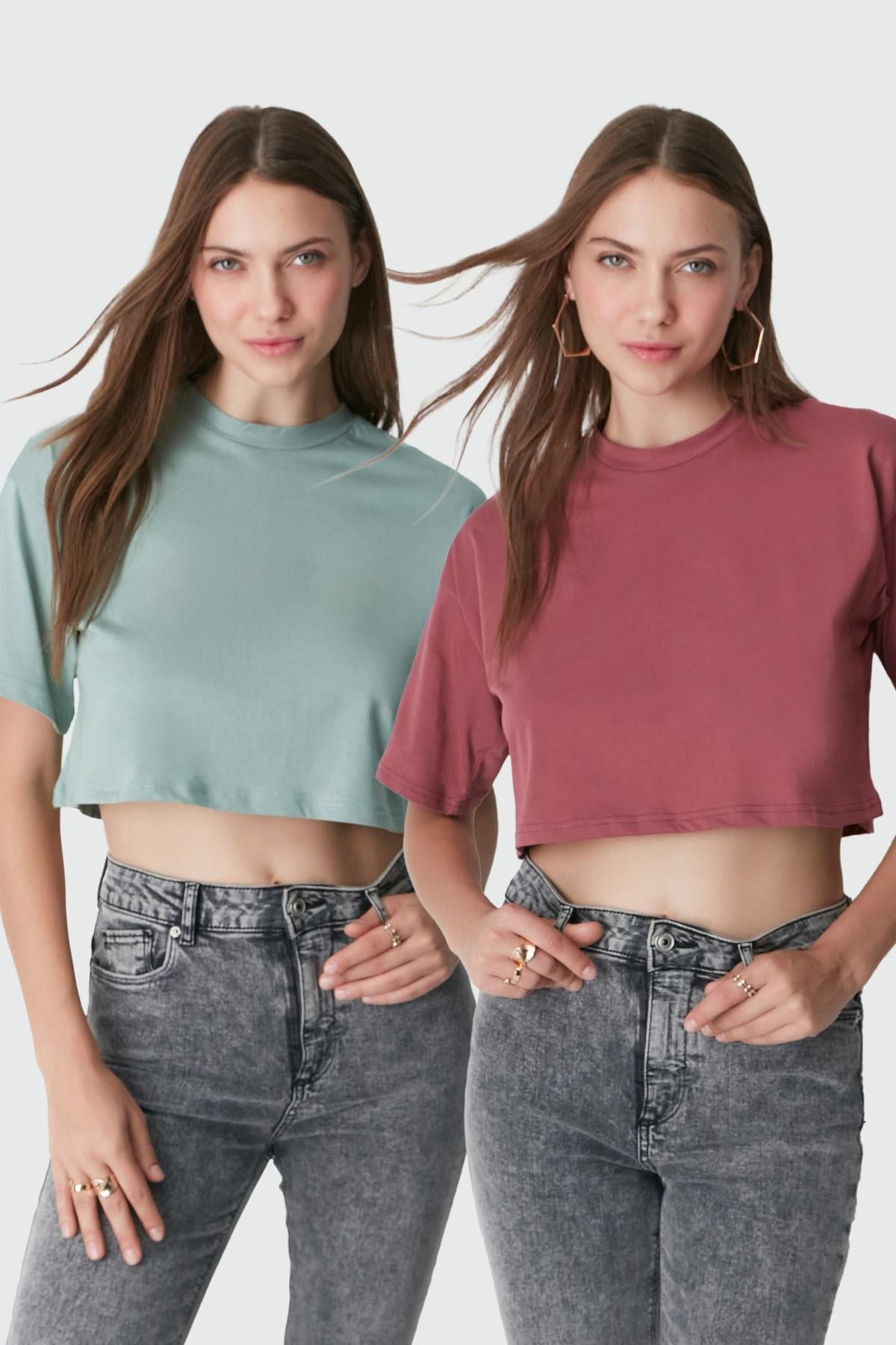 Fahrrad Hals 2-teiliges Crop Tee