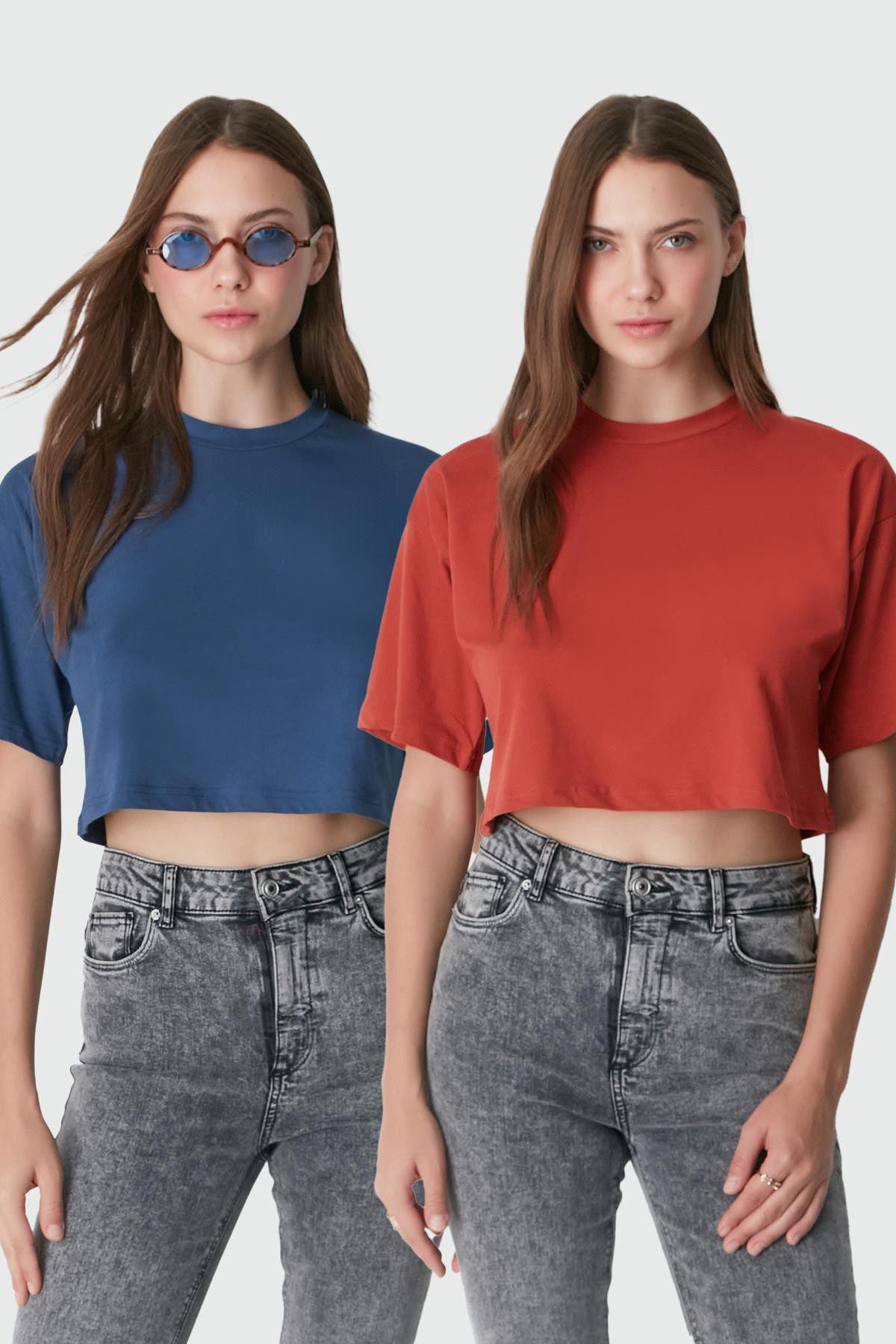Fahrrad Hals 2-teiliges Crop Tee