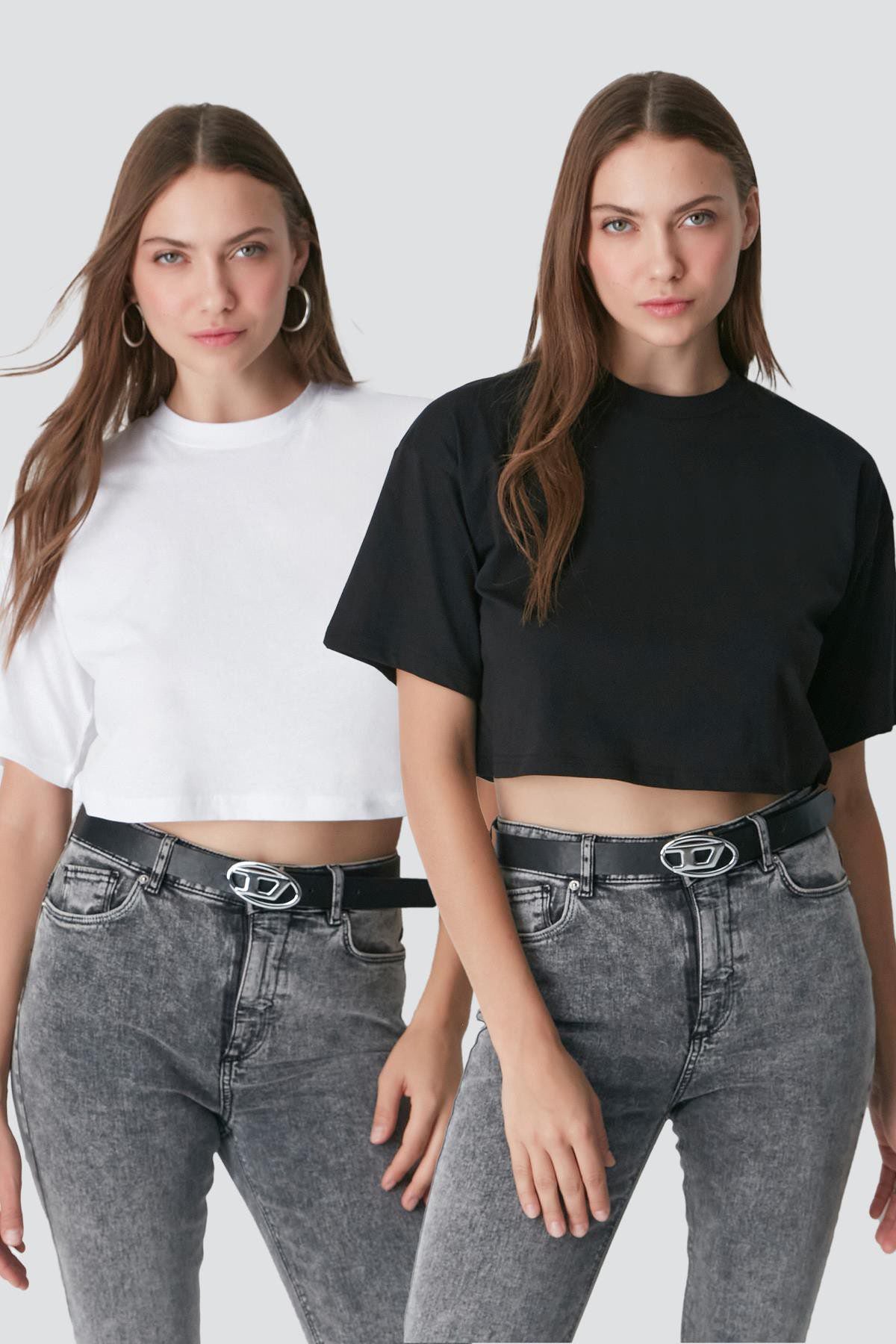 Fahrrad Hals 2-teiliges Crop Tee