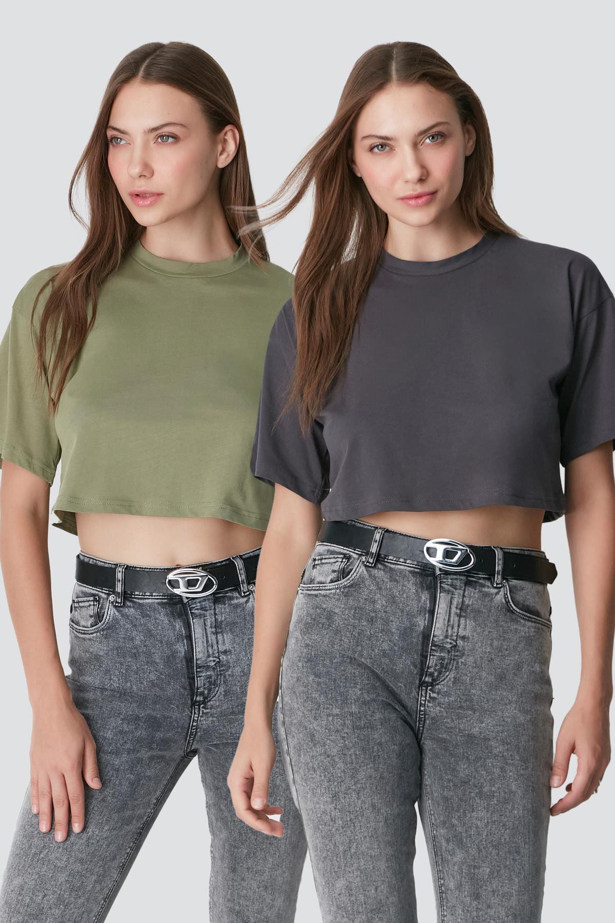 Fahrrad Hals 2-teiliges Crop Tee