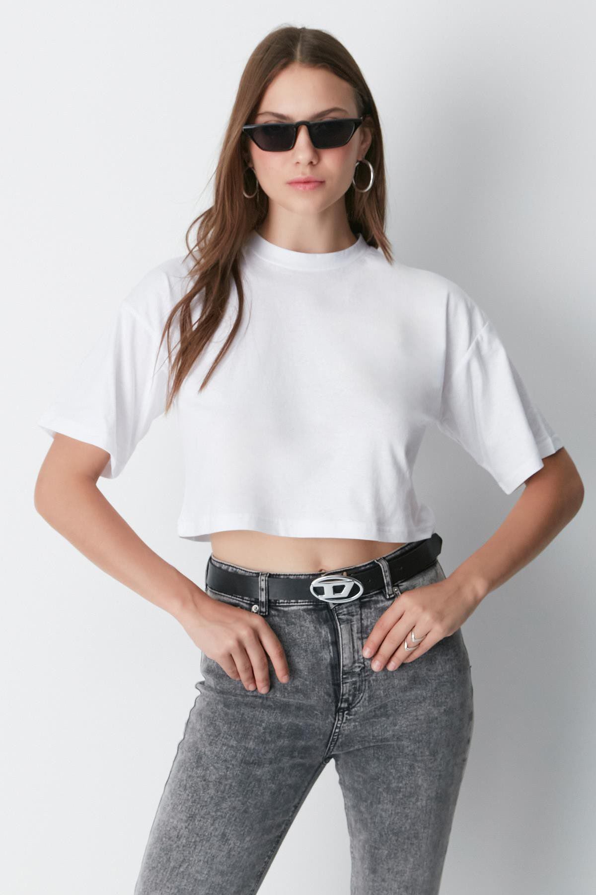 Fahrrad Hals 2-teiliges Crop Tee