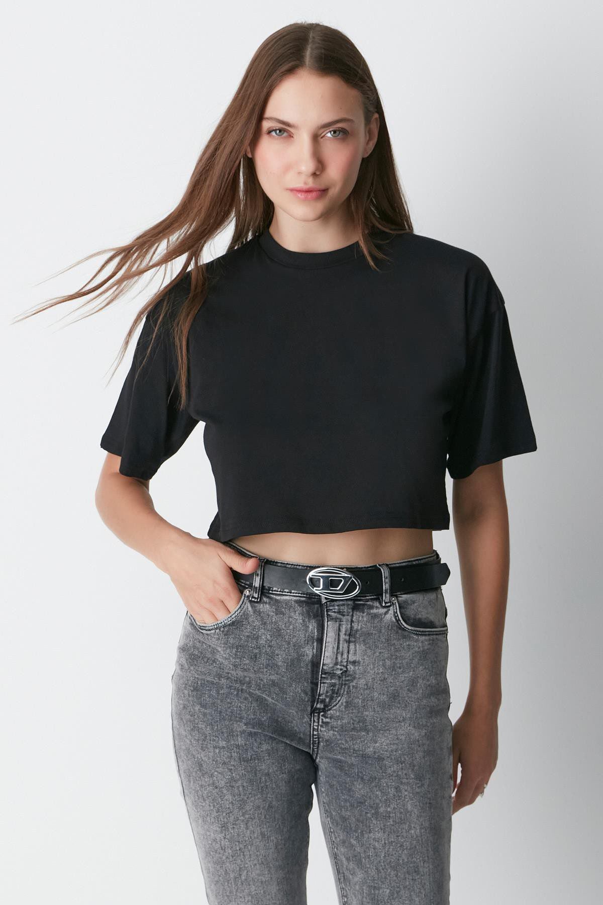 Fahrrad Hals 2-teiliges Crop Tee