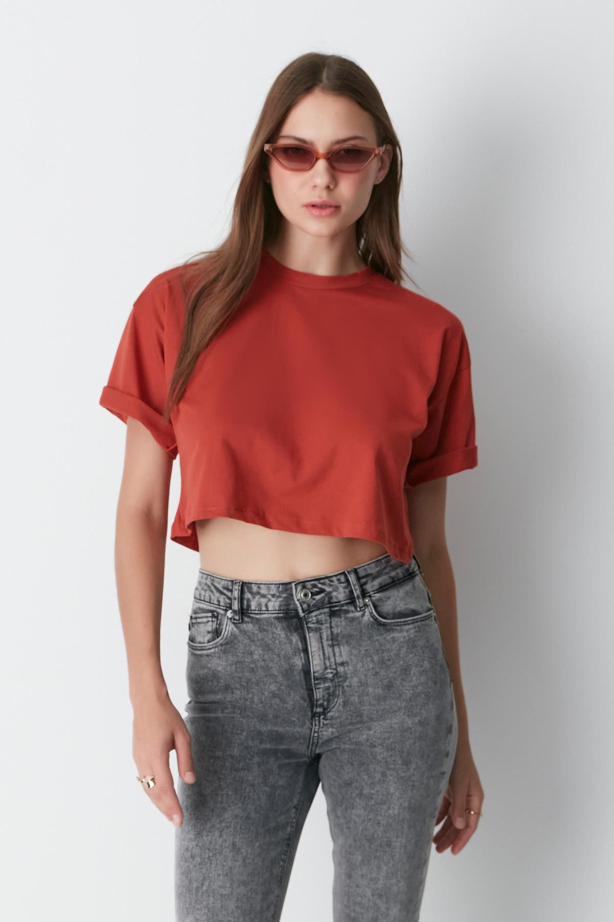 Fahrrad Hals 2-teiliges Crop Tee