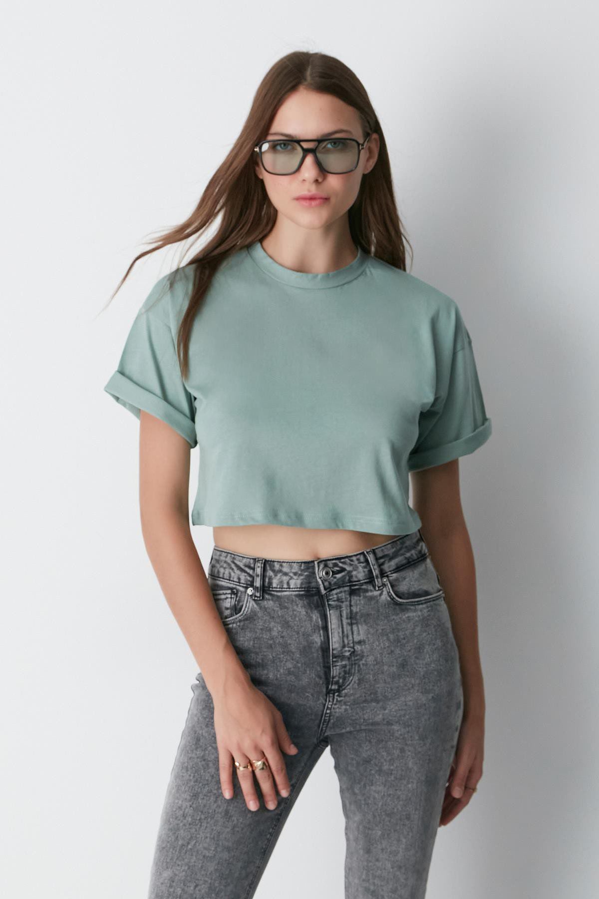 Fahrrad Hals 2-teiliges Crop Tee