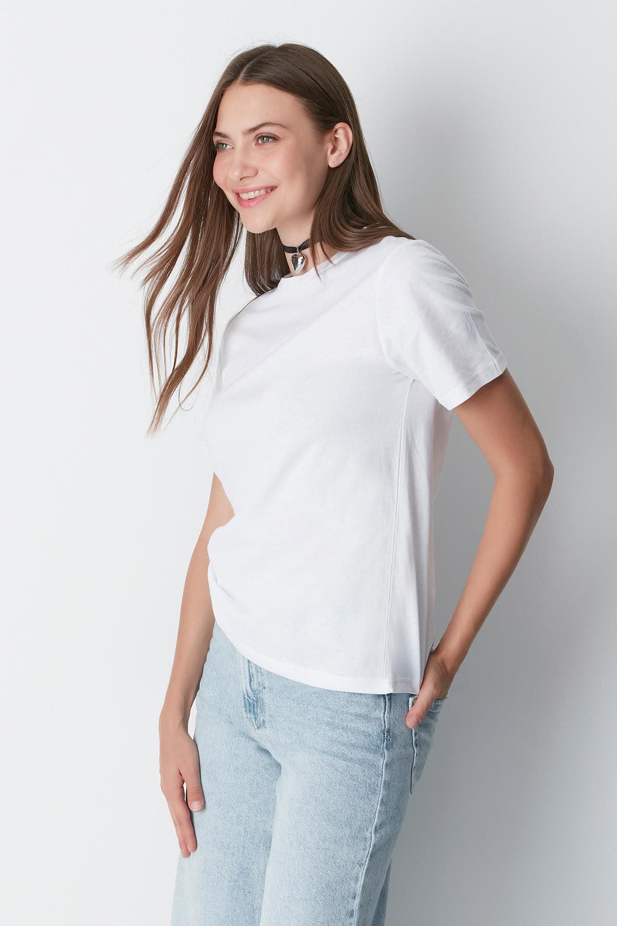 Kurzarm Basic T-Shirt mit Fahrradausschnitt - 2er Pack