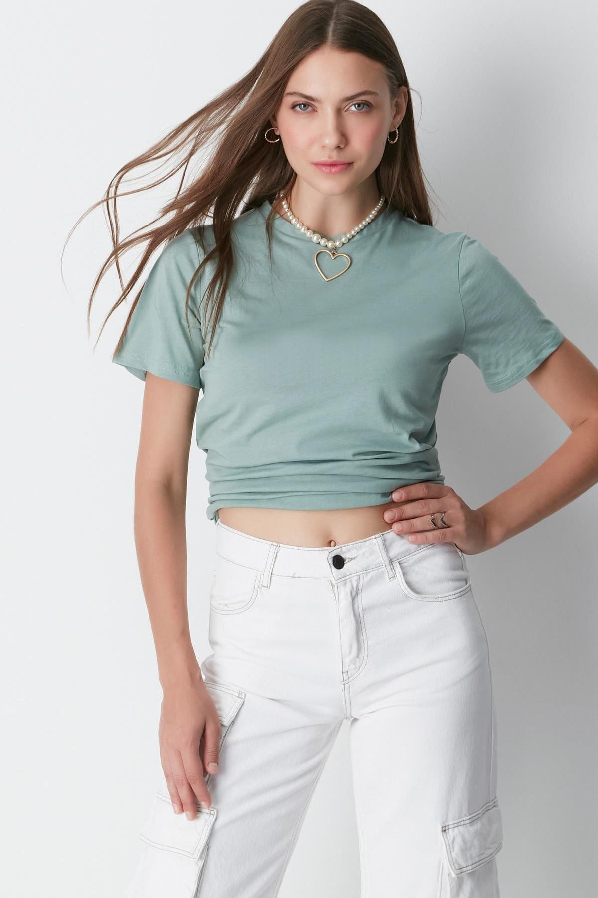 Kurzarm Basic T-Shirt mit Fahrradausschnitt - 2er Pack