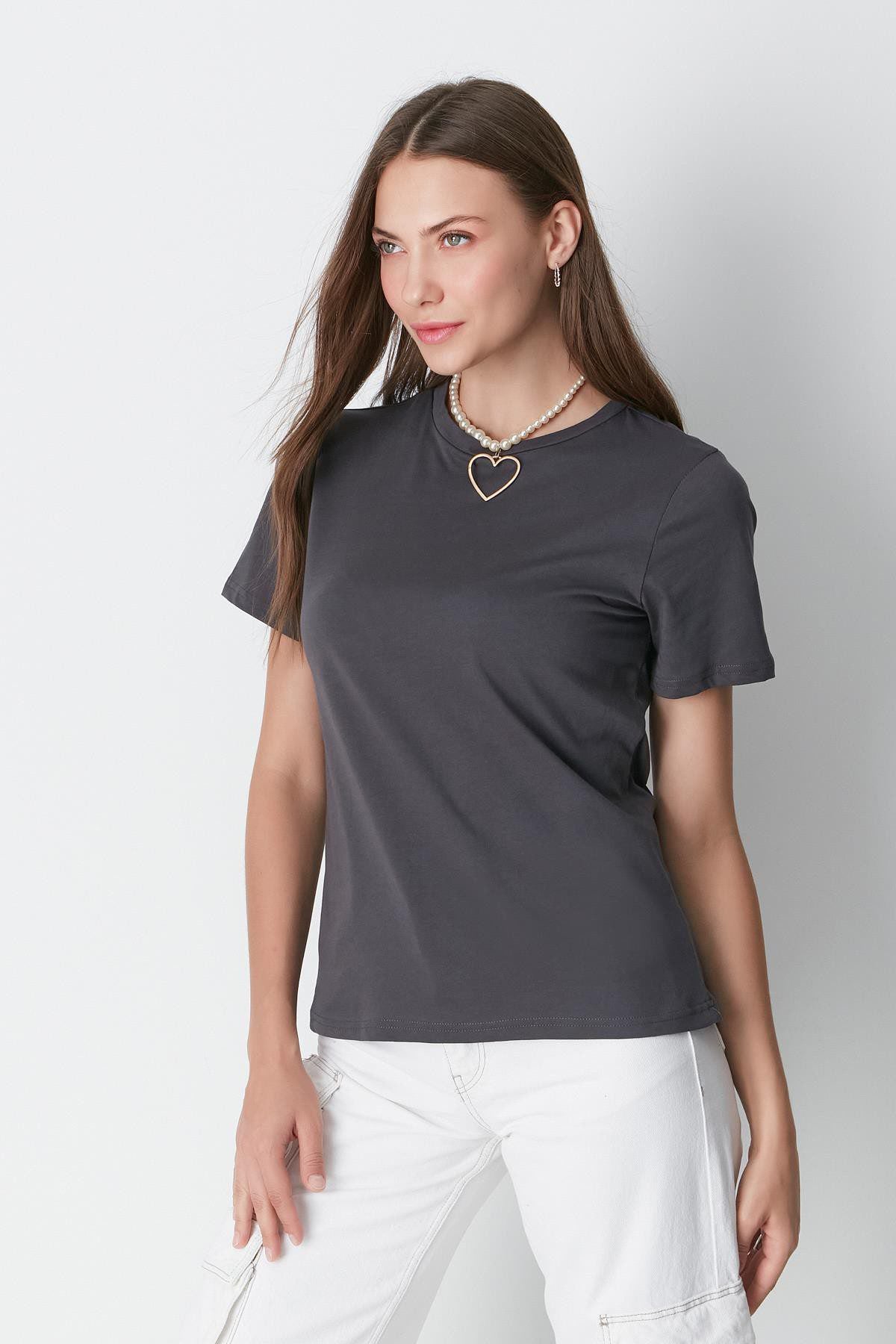 Kurzarm Basic T-Shirt mit Fahrradausschnitt - 2er Pack