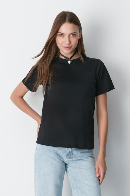 Kurzarm Basic T-Shirt mit Fahrradausschnitt - 2er Pack