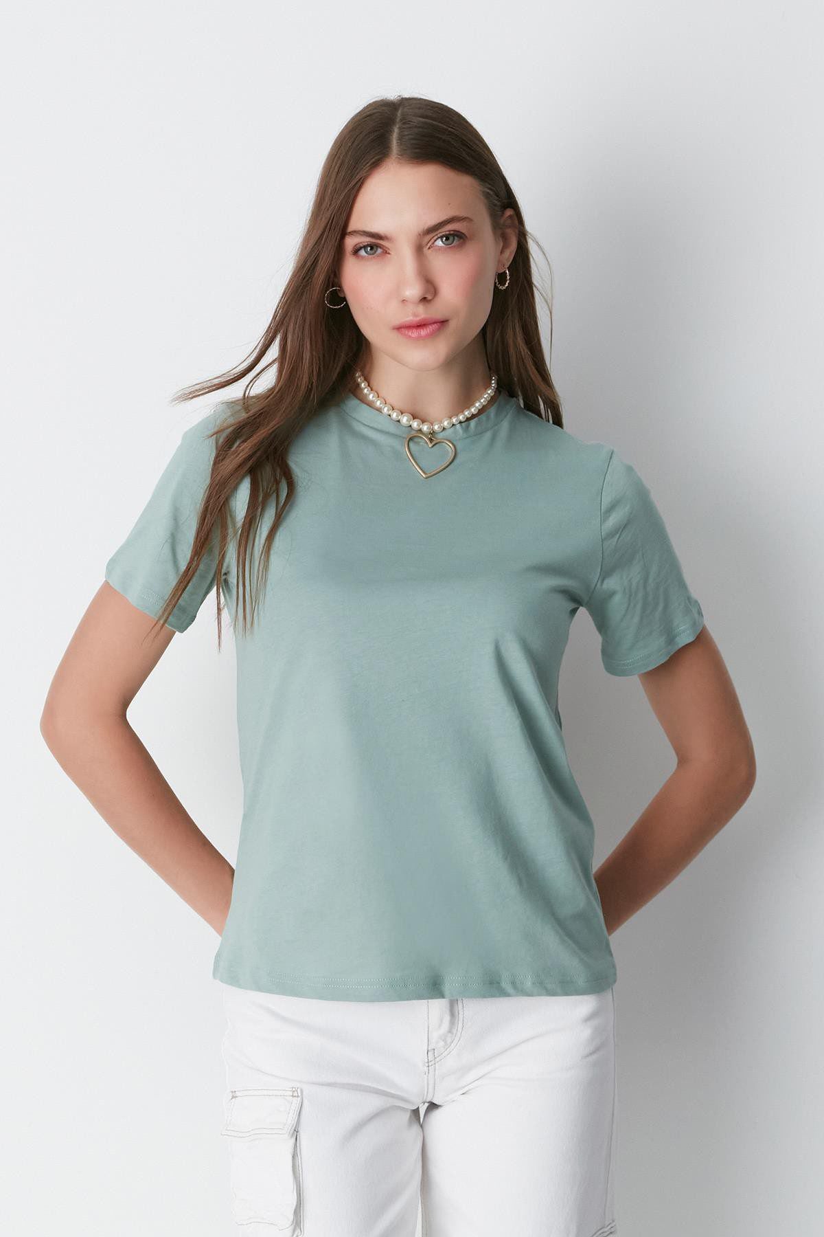 Kurzarm Basic T-Shirt mit Fahrradausschnitt - 2er Pack