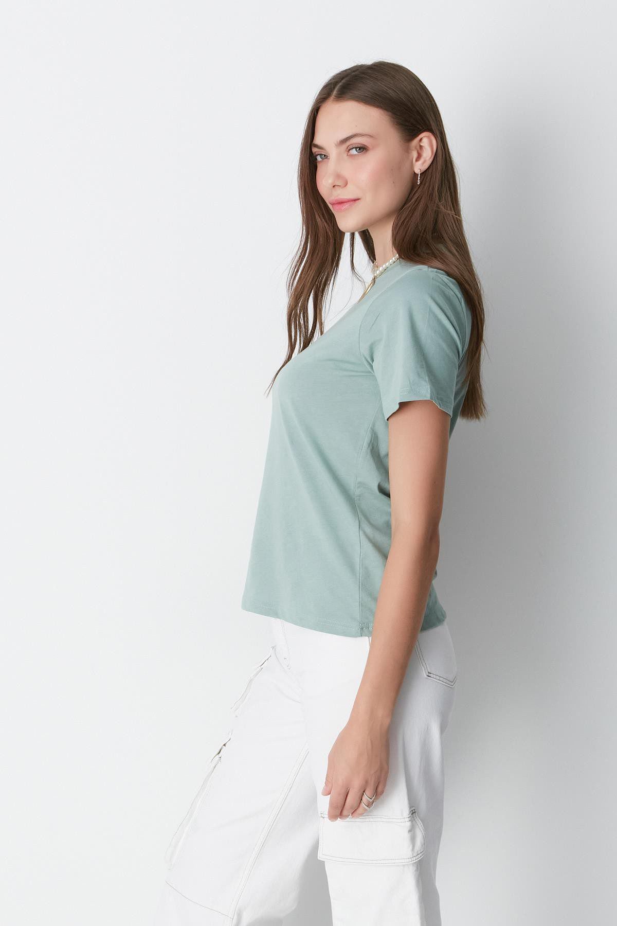Kurzarm Basic T-Shirt mit Fahrradausschnitt - 2er Pack