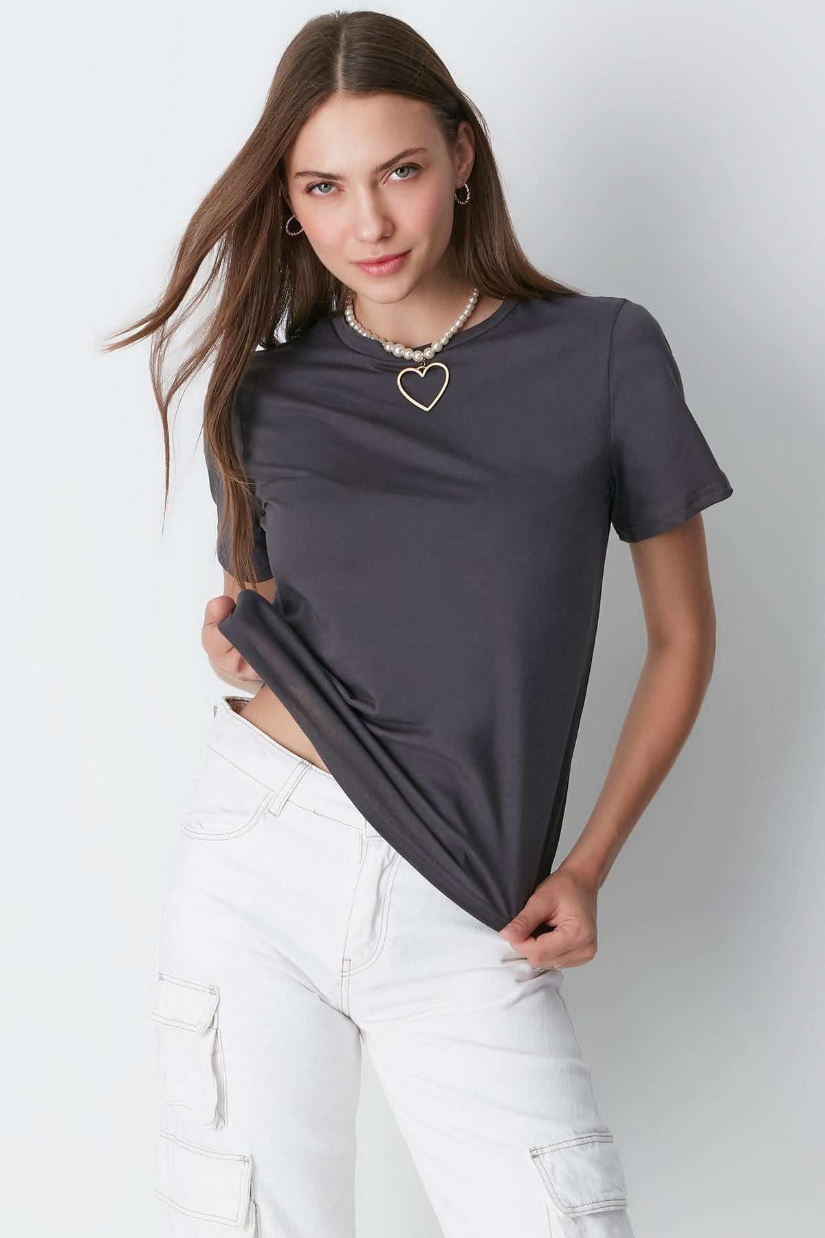 Kurzarm Basic T-Shirt mit Fahrradausschnitt - 2er Pack