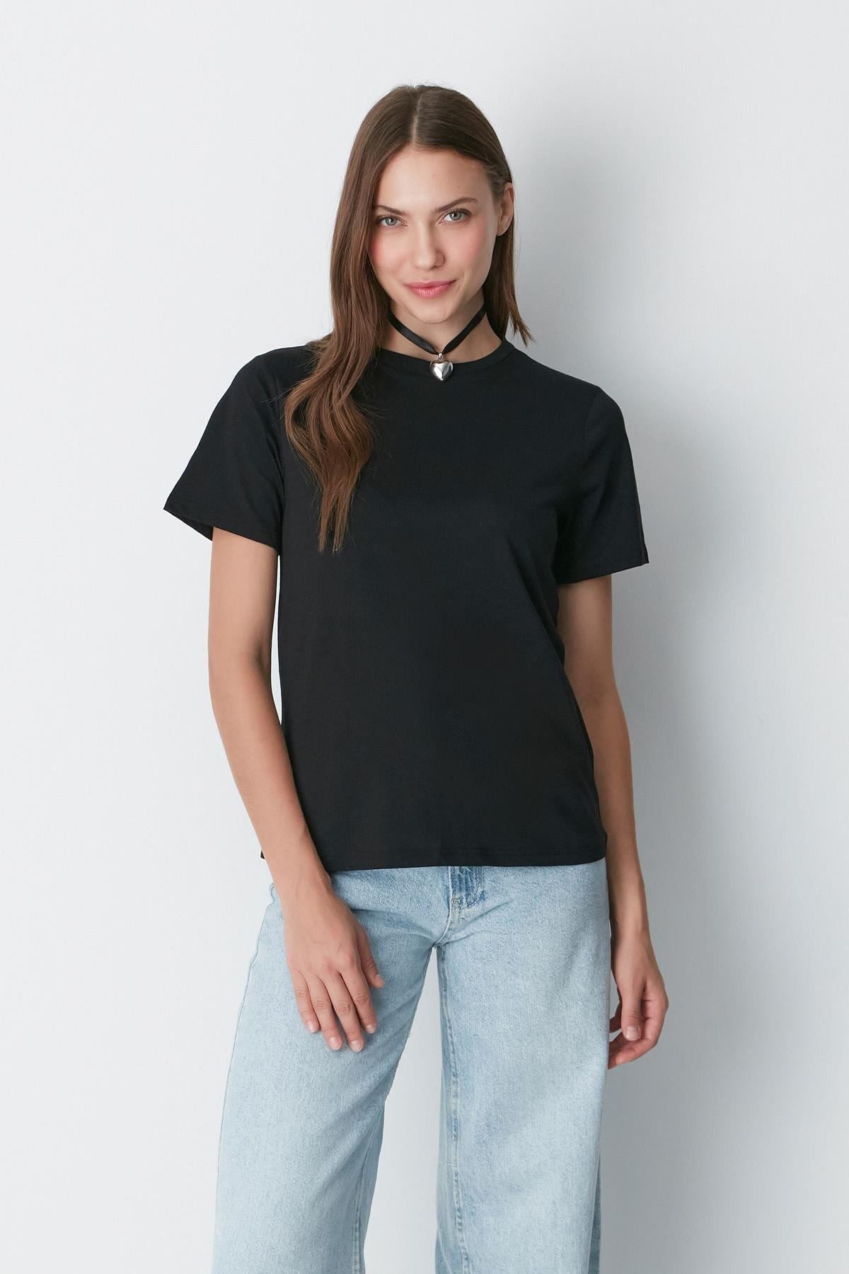 Kurzarm Basic T-Shirt mit Fahrradausschnitt - 2er Pack