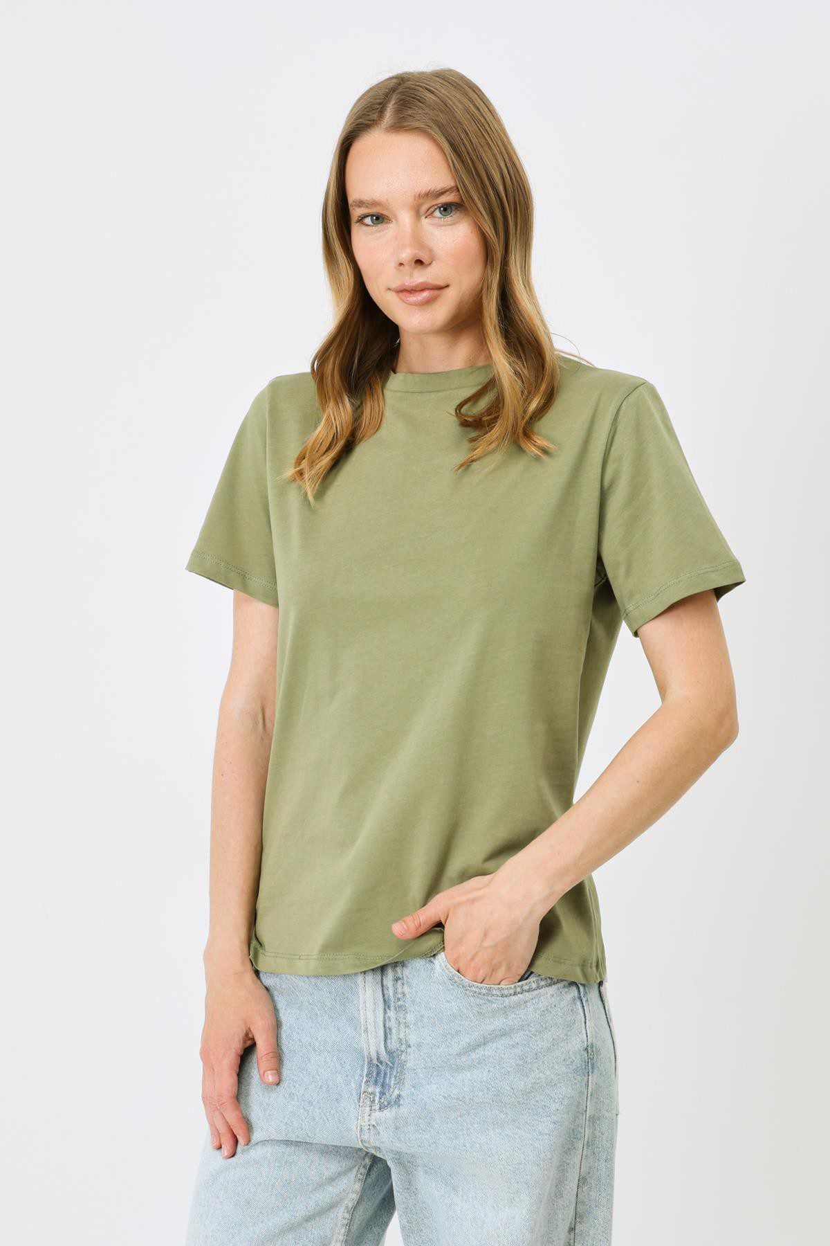 Kurzarm Basic T-Shirt mit Fahrradausschnitt - 2er Pack