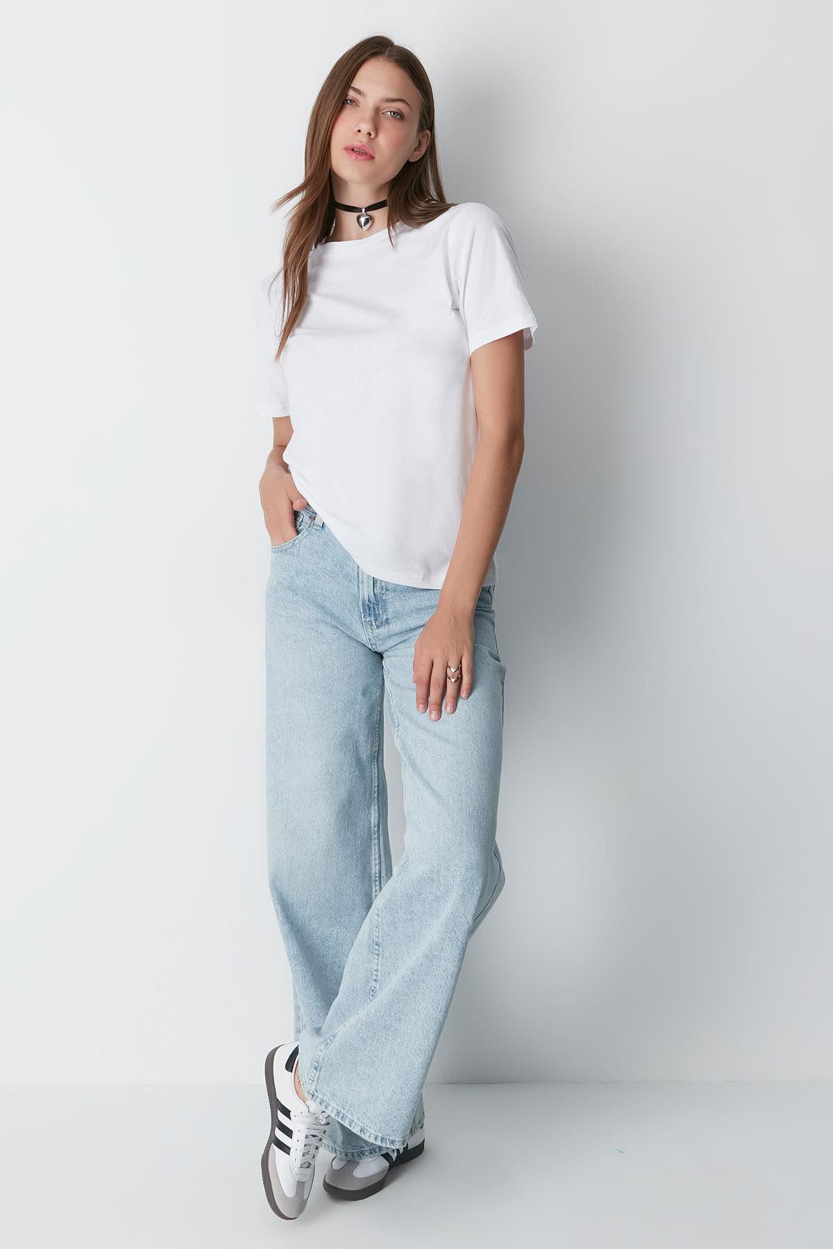 Kurzarm Basic T-Shirt mit Fahrradausschnitt - 2er Pack