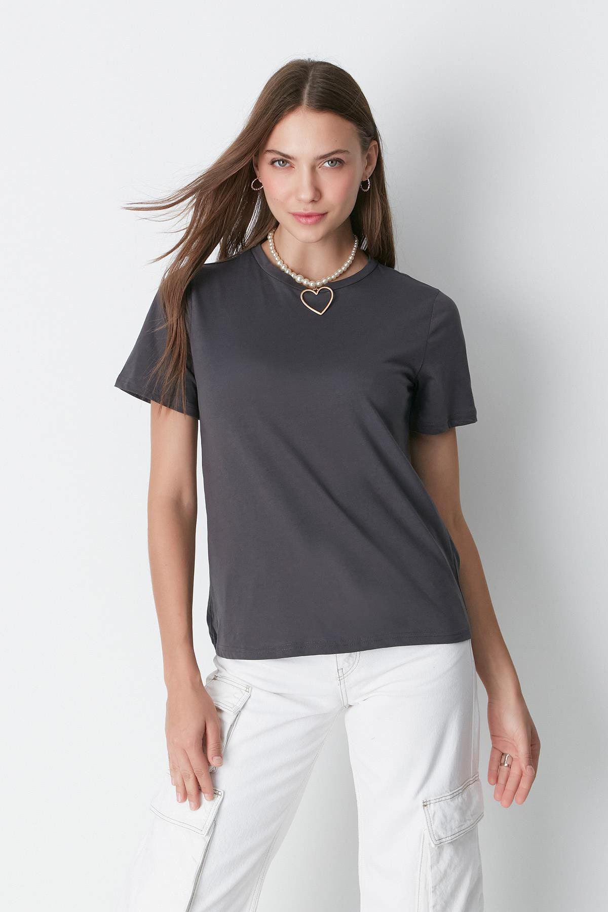 Kurzarm Basic T-Shirt mit Fahrradausschnitt - 2er Pack