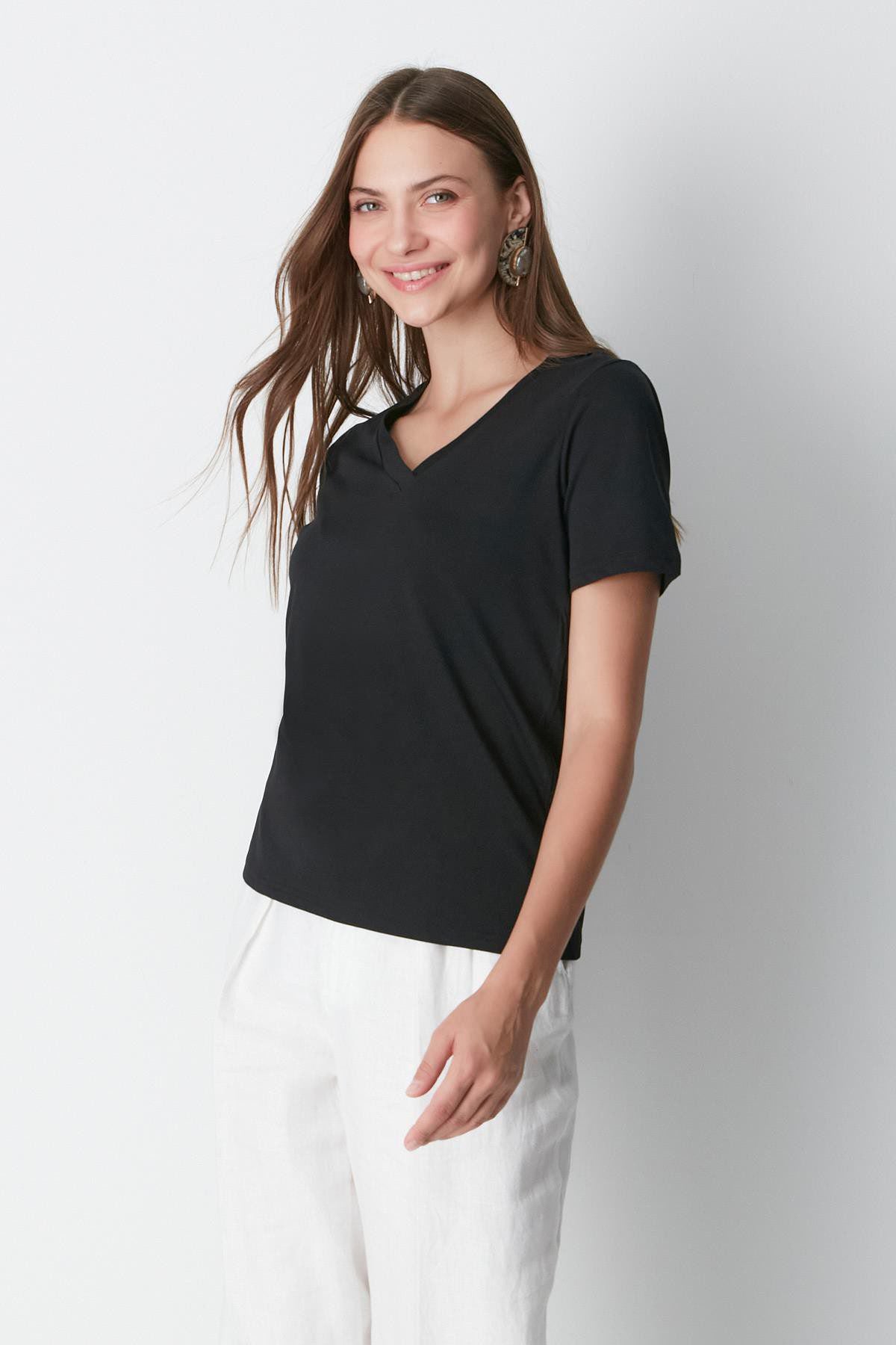 V-Ausschnitt Kurzarm 2er-Pack Basic T-Shirt