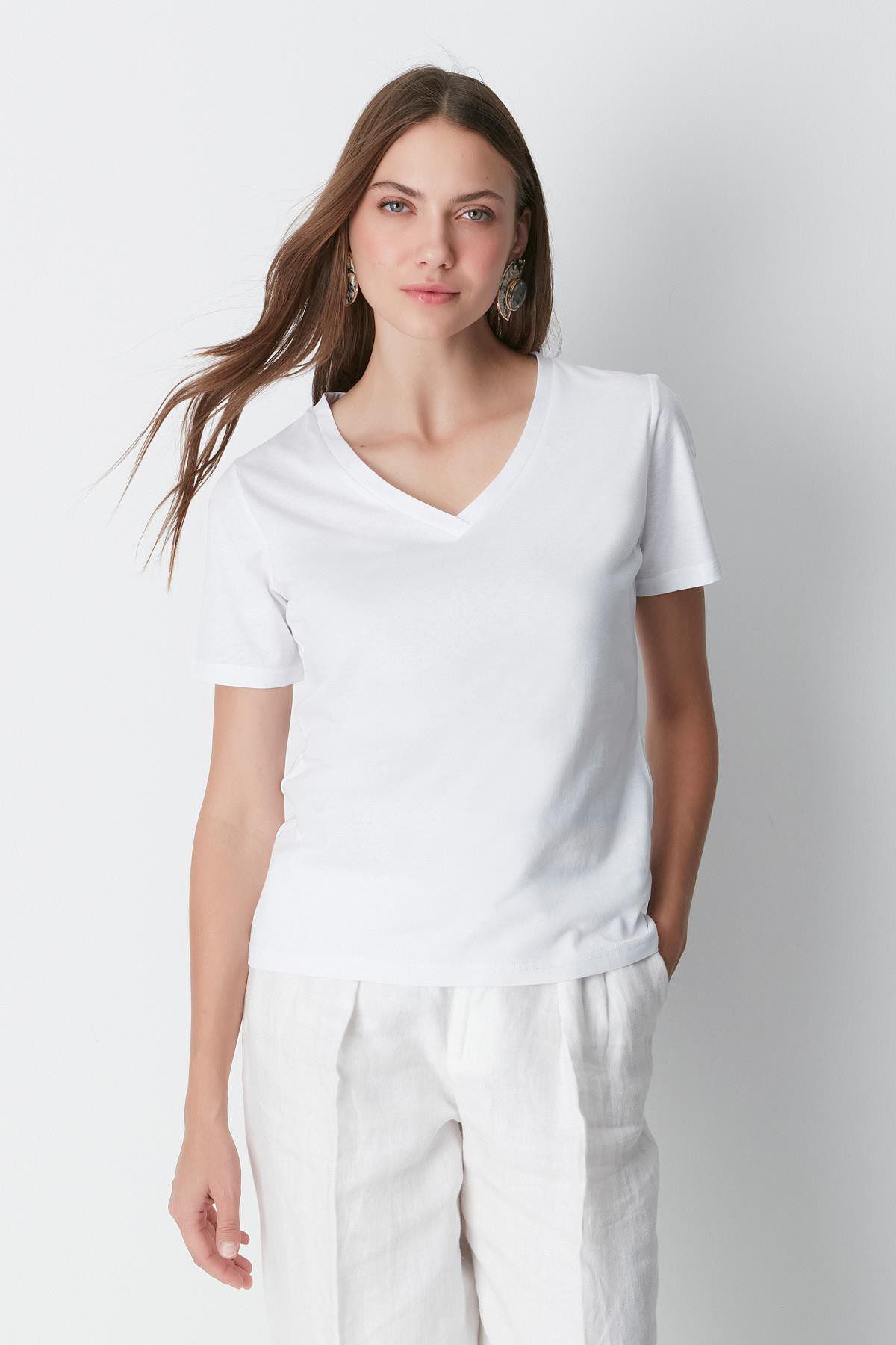 V-Ausschnitt Kurzarm 2er-Pack Basic T-Shirt