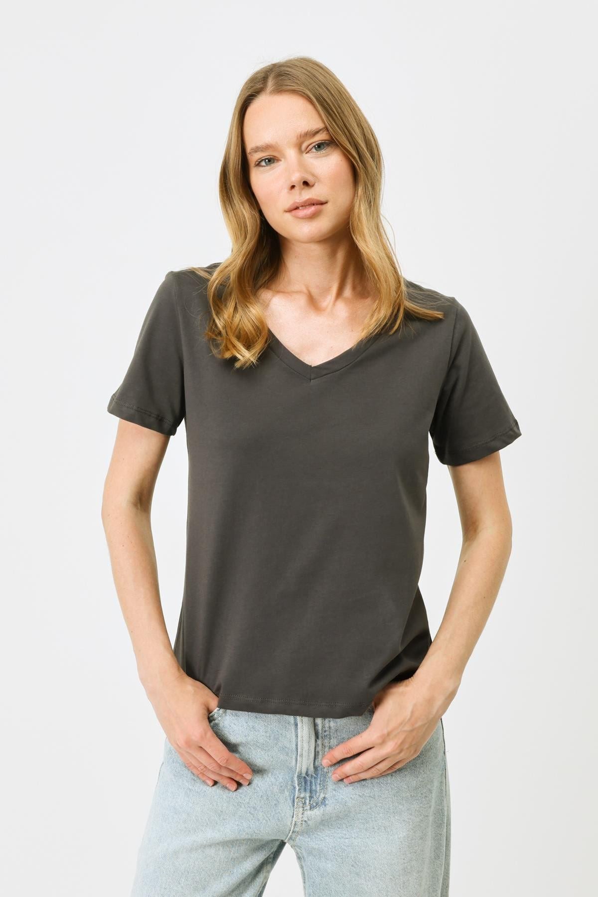 V-Ausschnitt Kurzarm 2er-Pack Basic T-Shirt