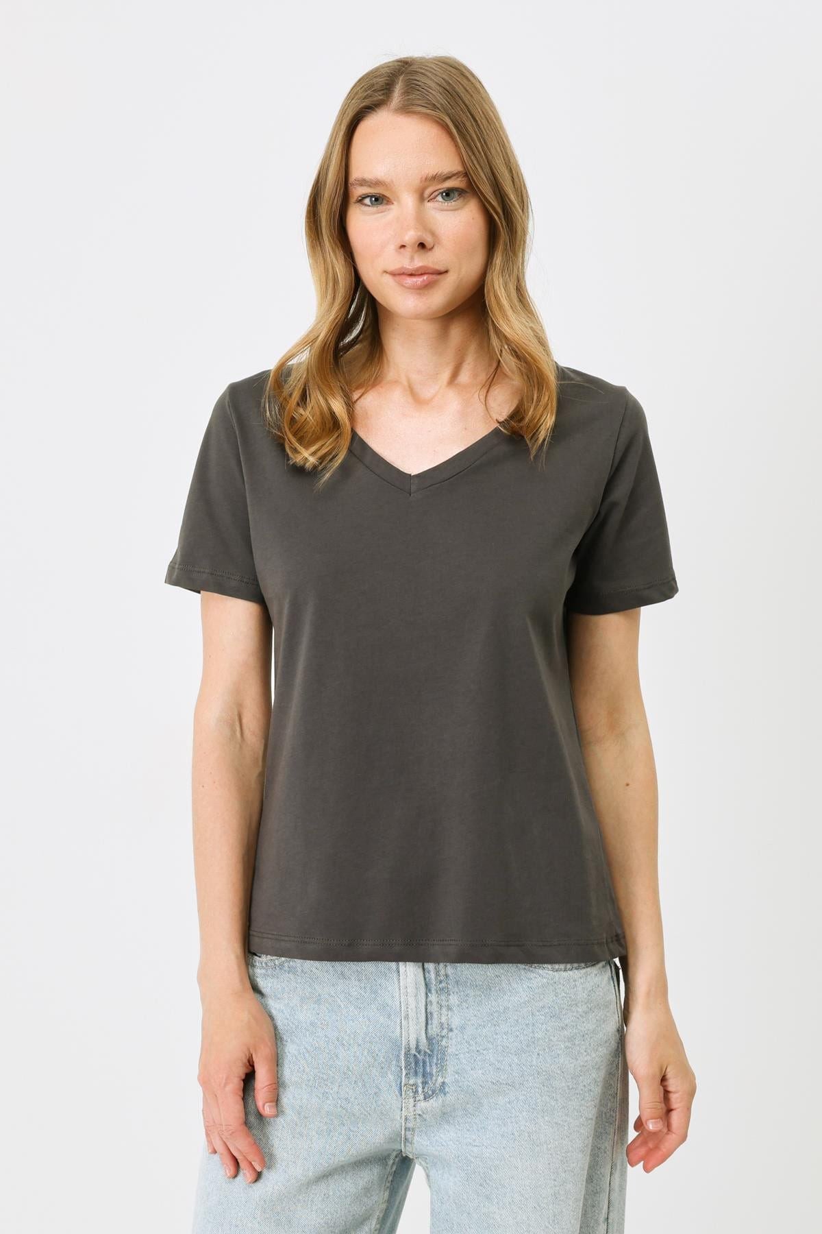 V-Ausschnitt Kurzarm 2er-Pack Basic T-Shirt