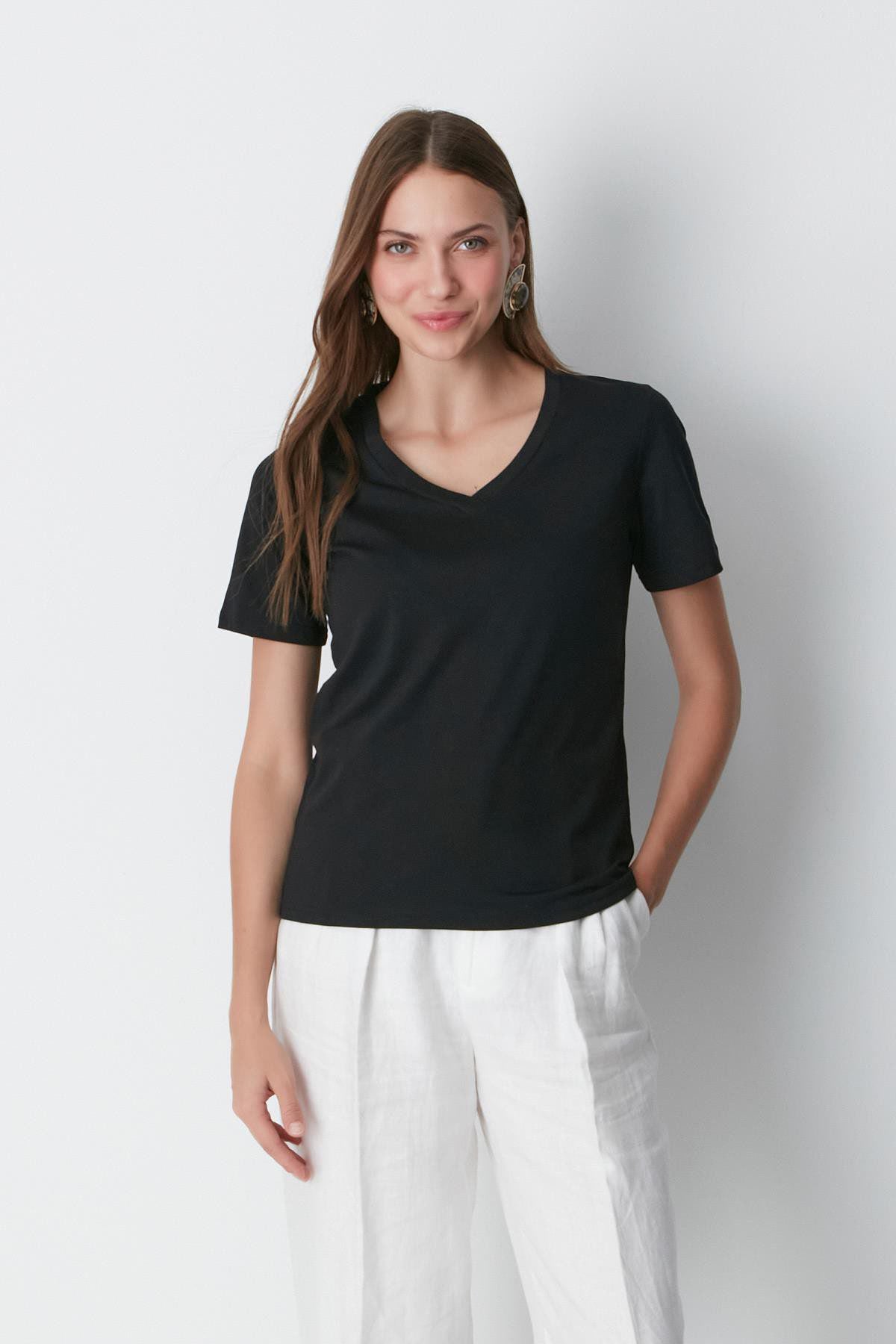 V-Ausschnitt Kurzarm 2er-Pack Basic T-Shirt