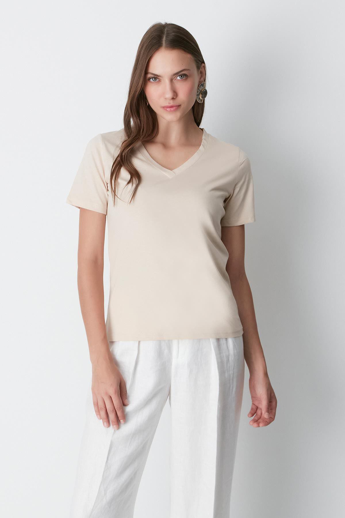 V-Ausschnitt Kurzarm 2er-Pack Basic T-Shirt
