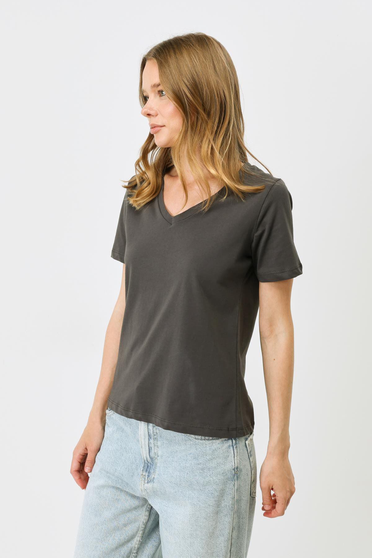 V-Ausschnitt Kurzarm 2er-Pack Basic T-Shirt