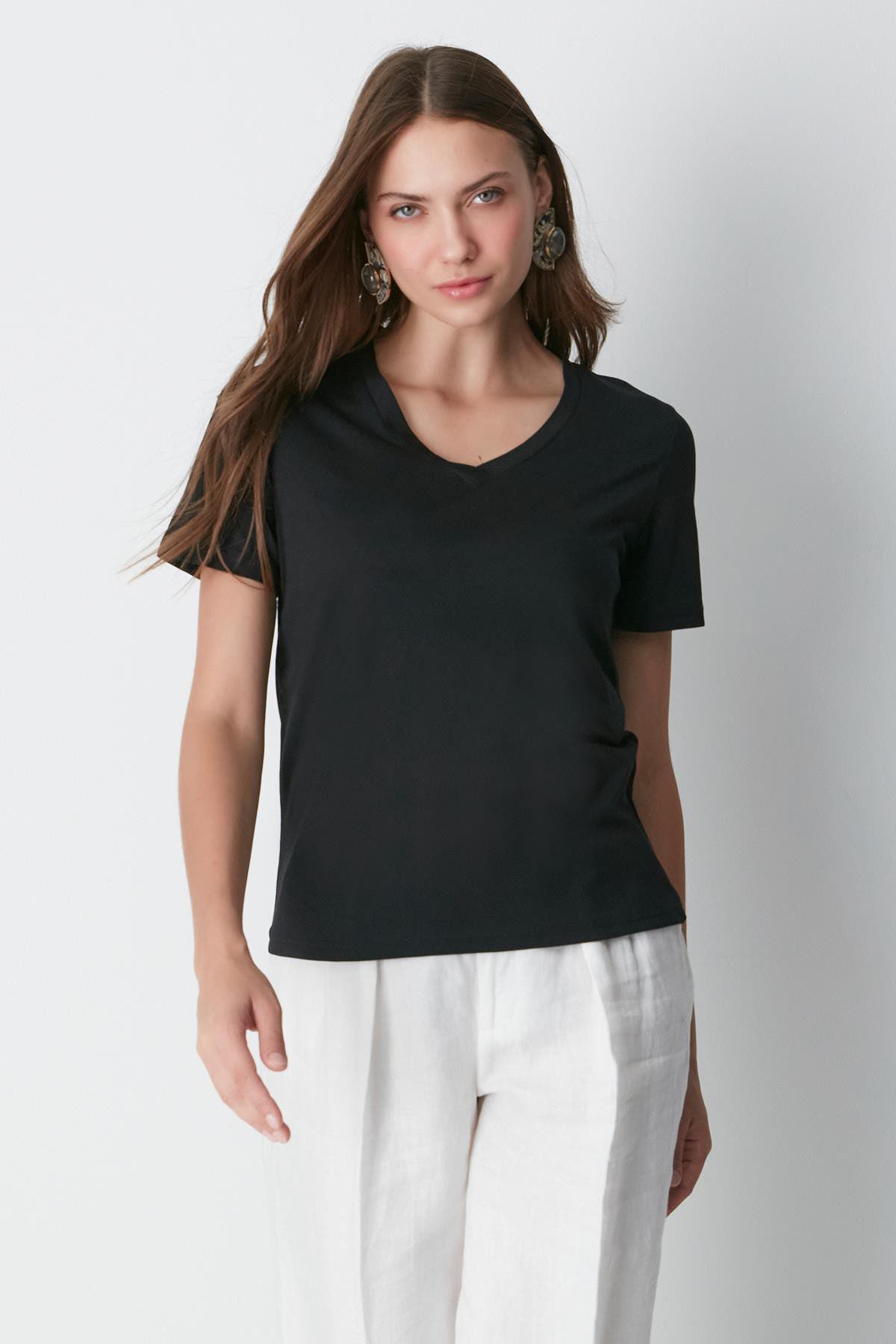 V-Ausschnitt Kurzarm 2er-Pack Basic T-Shirt