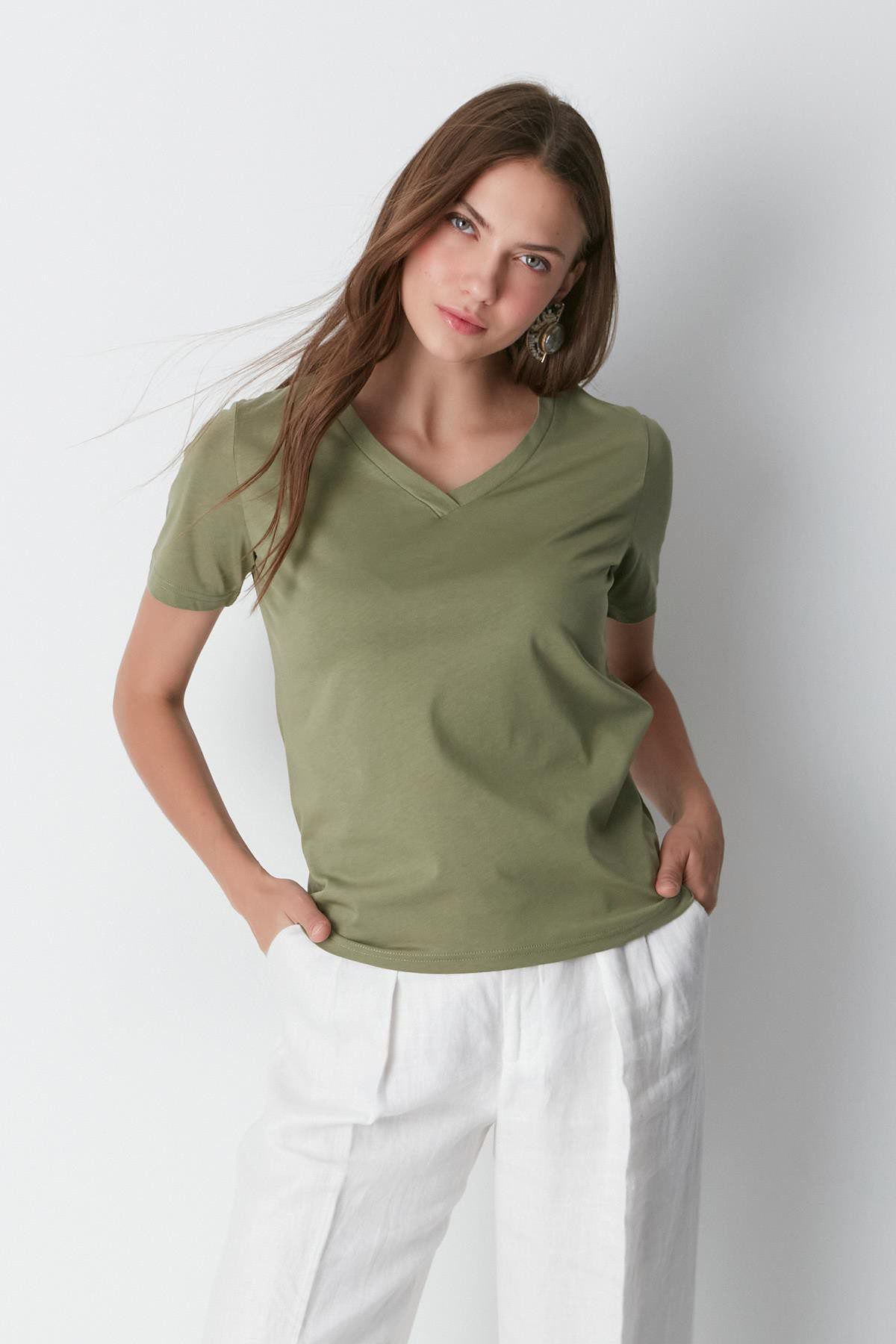 V-Ausschnitt Kurzarm 2er-Pack Basic T-Shirt
