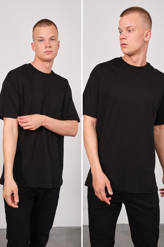 Herren Basic T-Shirt mit Fahrrad-Ausschnitt - 2er Pack