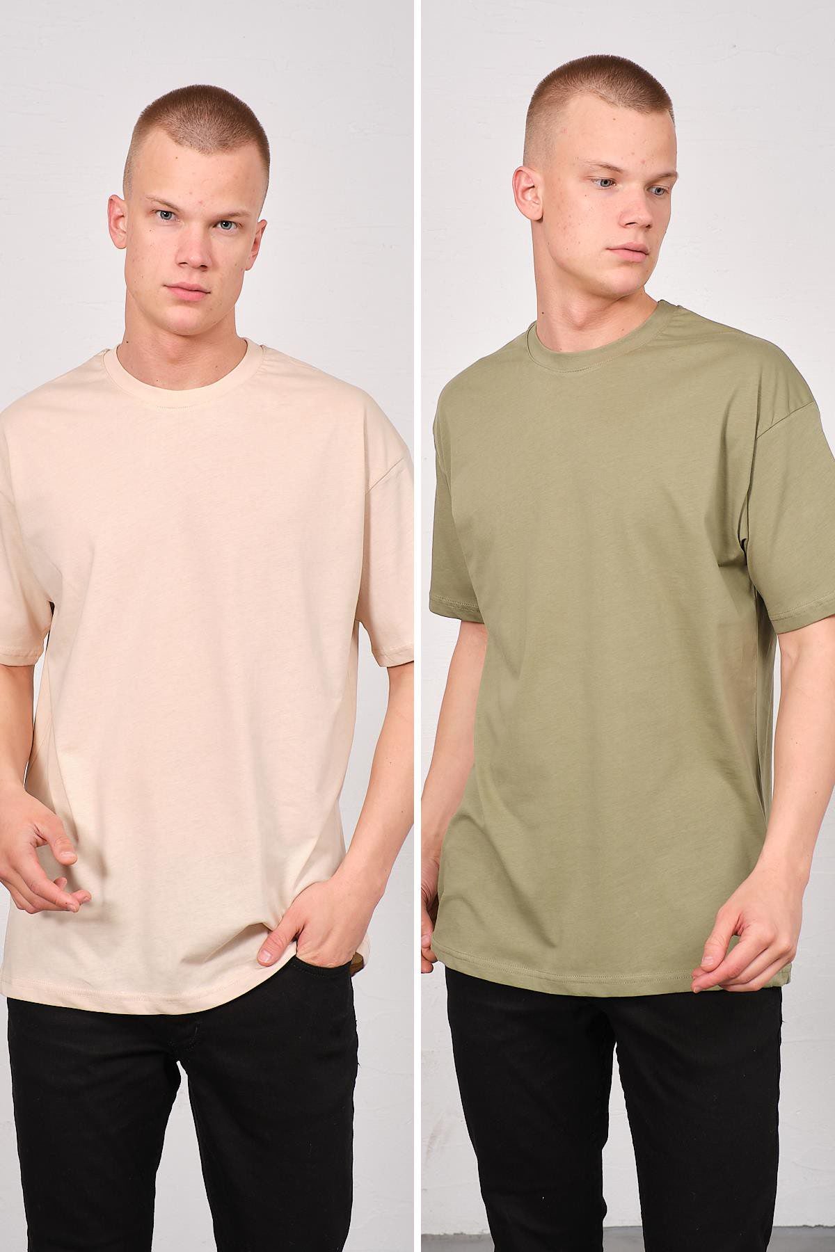 Herren Basic T-Shirt mit Fahrrad-Ausschnitt - 2er Pack