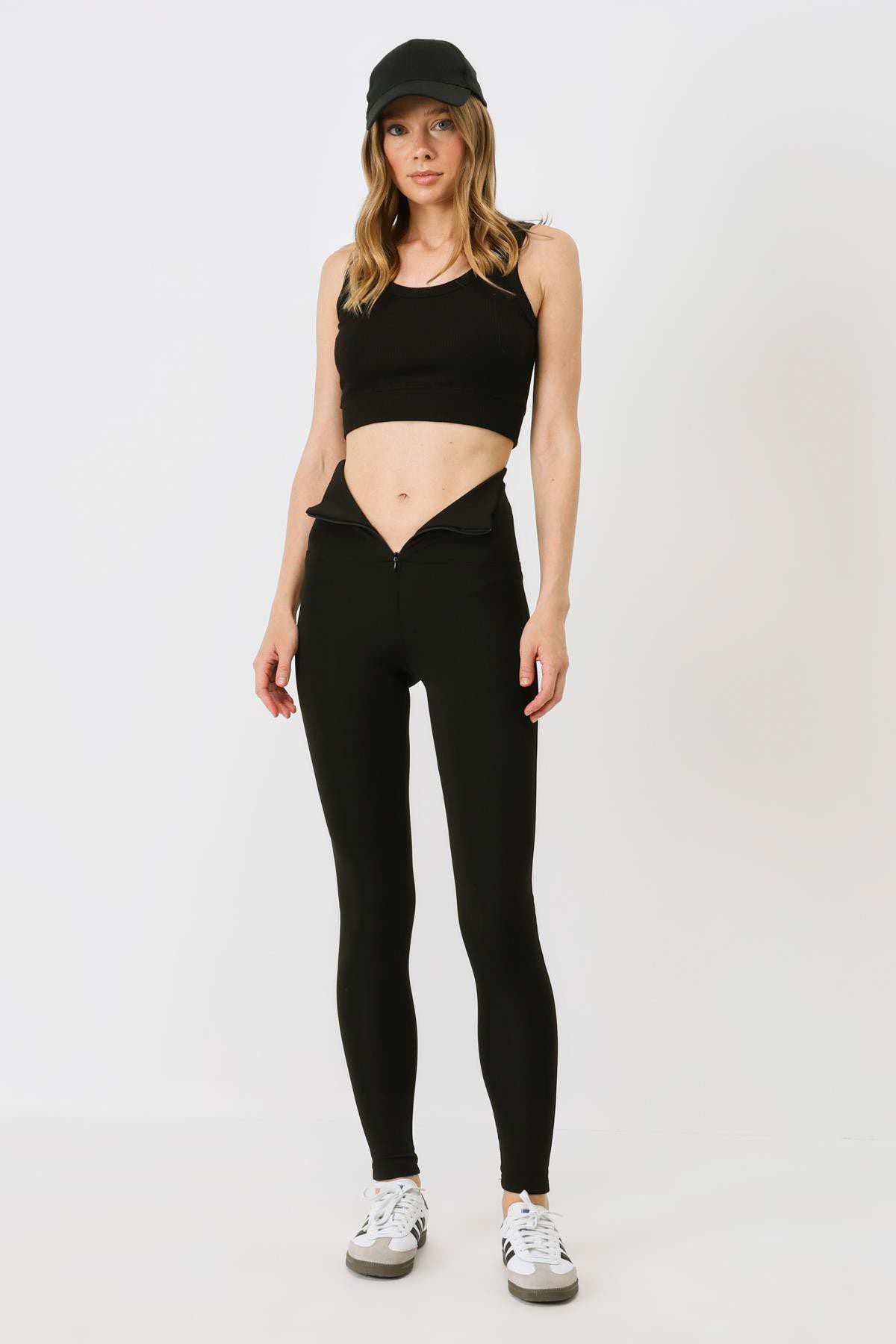Zip Hohe Taille Lange Sport Leggings