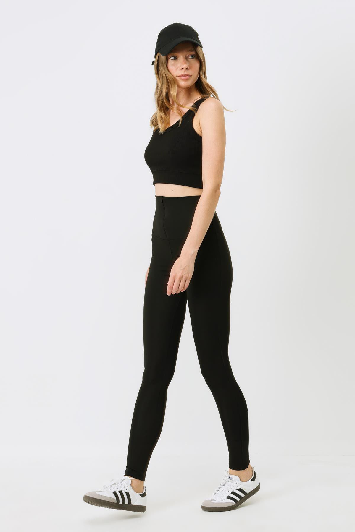 Zip Hohe Taille Lange Sport Leggings