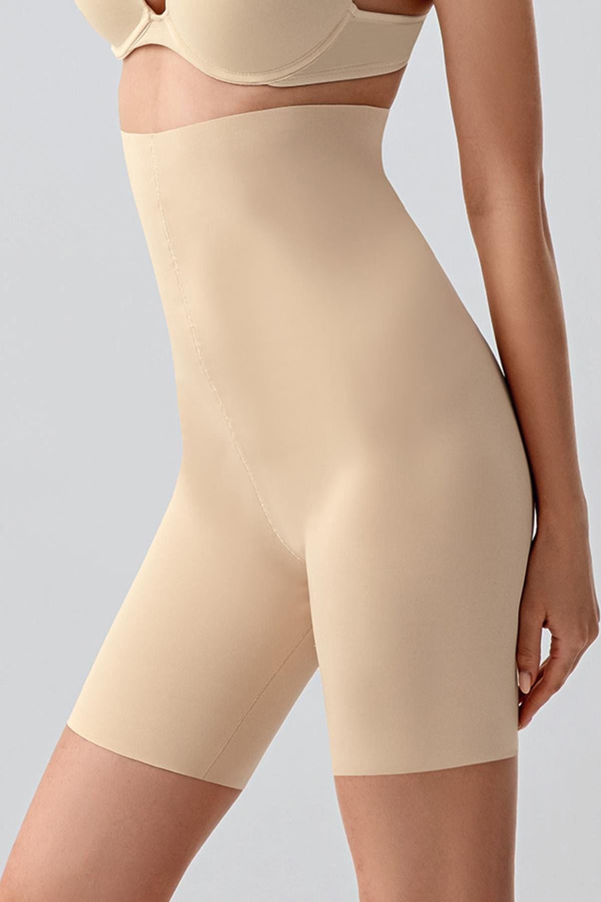 Nahtlose Ultra-Hoch-Taillen-Laser-Cut-Form-Shorts C19210 Beige