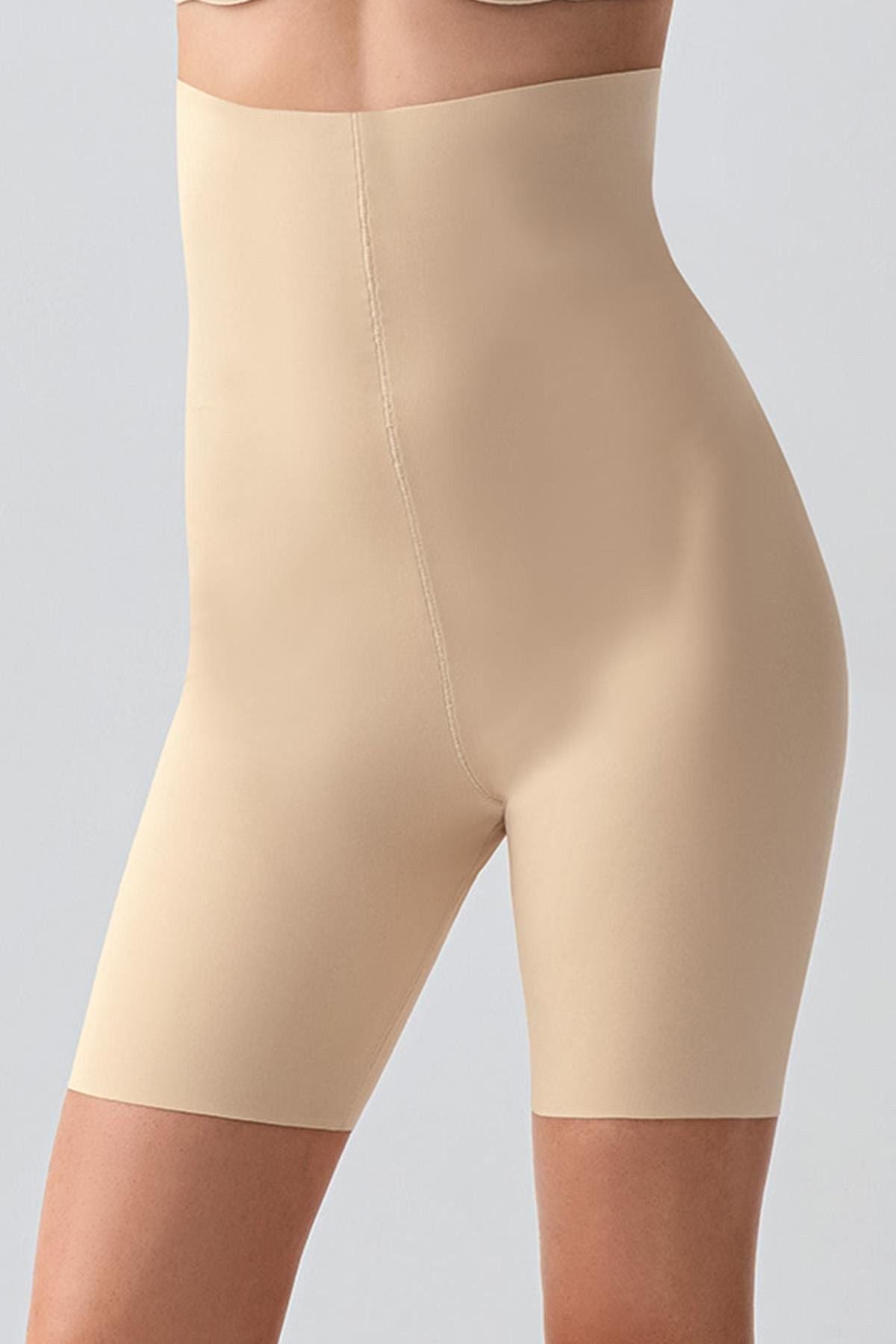 Nahtlose Ultra-Hoch-Taillen-Laser-Cut-Form-Shorts C19210 Beige