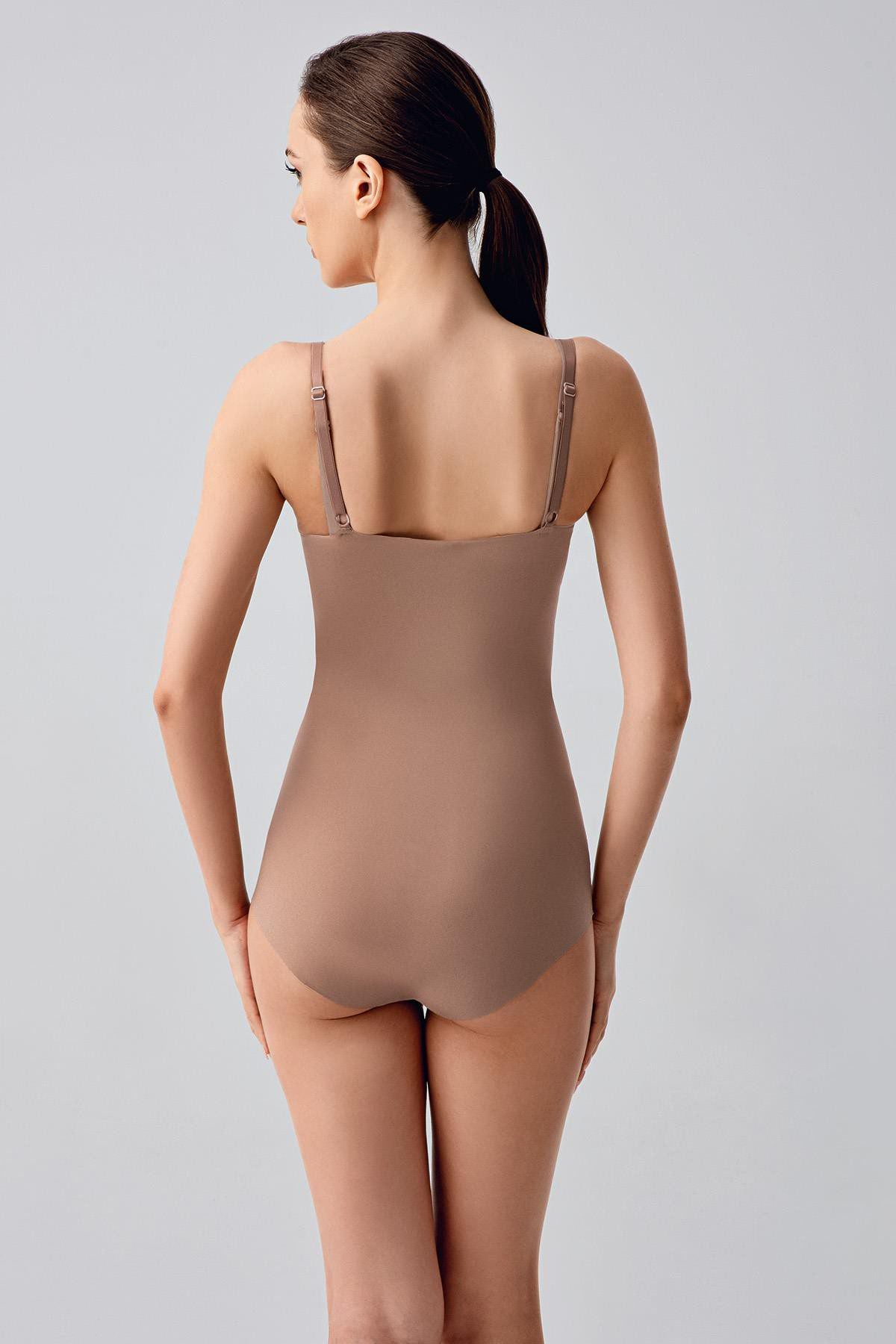Laser-Cut Offene Bustier Corsage C19240 Cappuccino