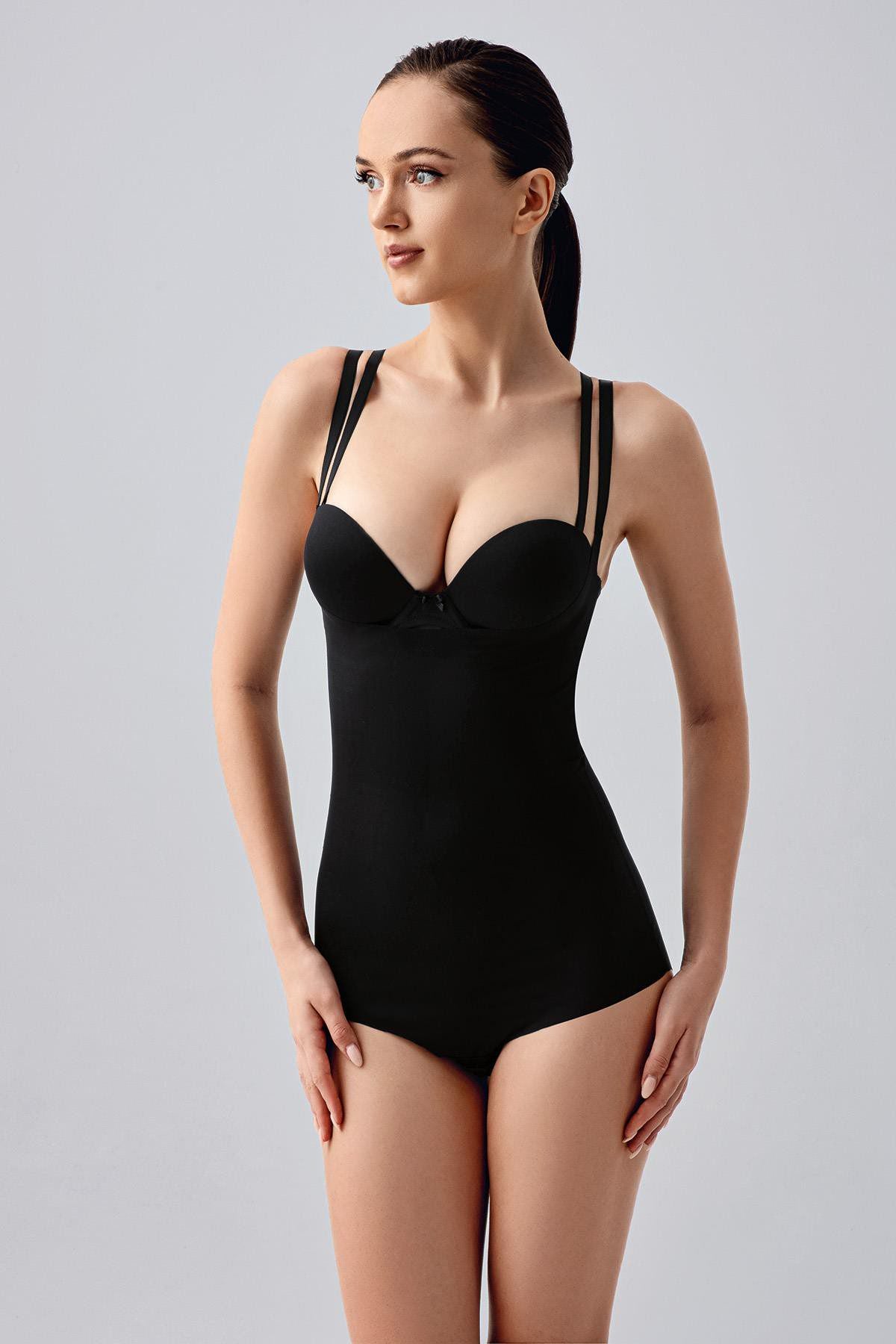 Laser-Cut Offene Bustier Corsage C19240 Cappuccino
