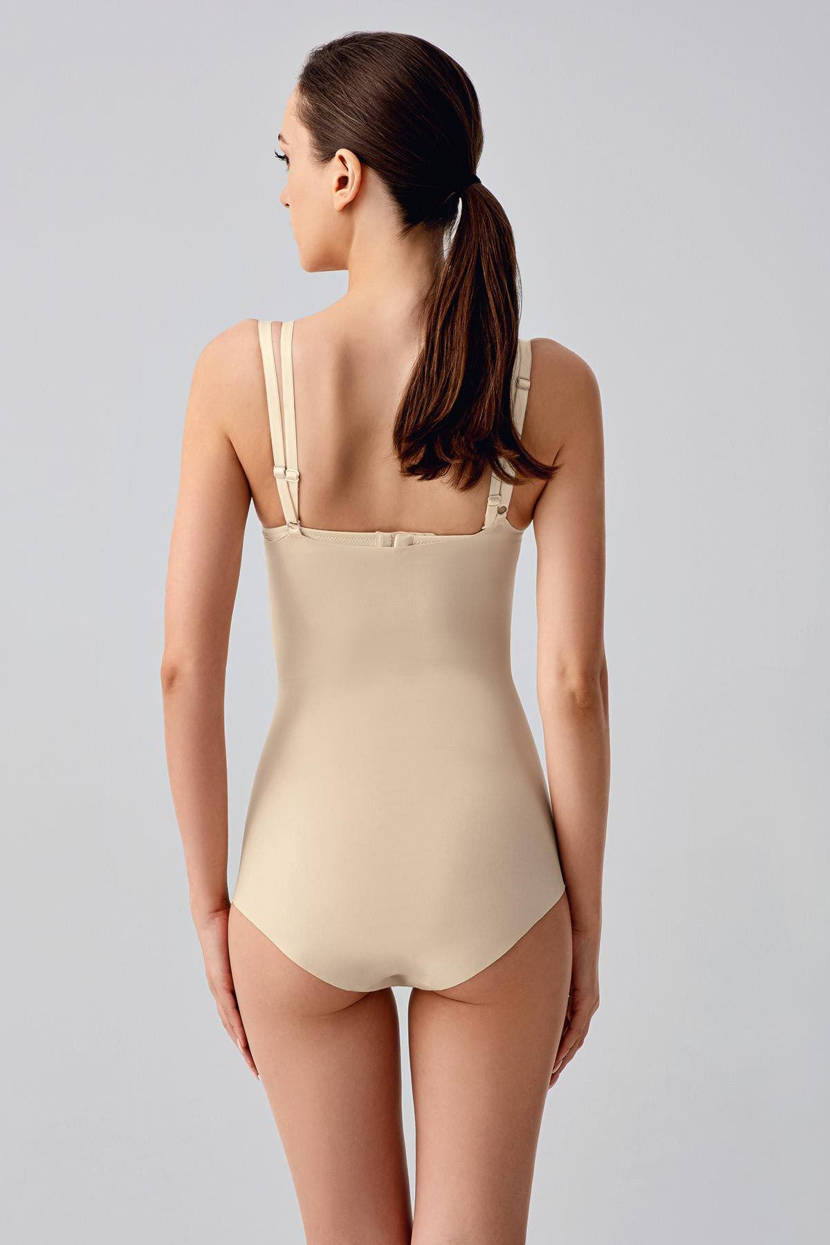 Laser-Cut Offene Bustier Corsage C19240 Cappuccino