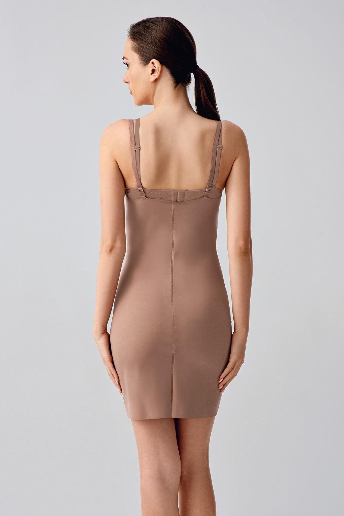 Laser-Cut Offene Brustkleid C19220 Cappuccino