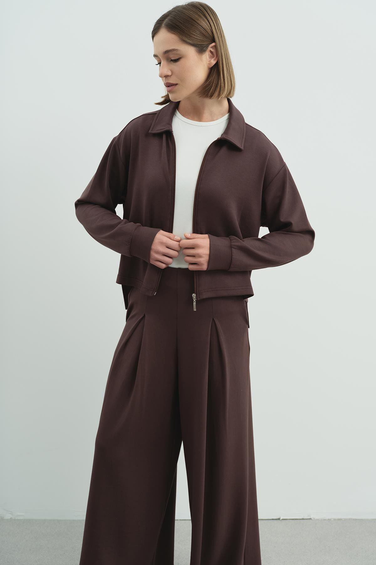 Pure Touch Einfache Faltenhose CC7007 Braun