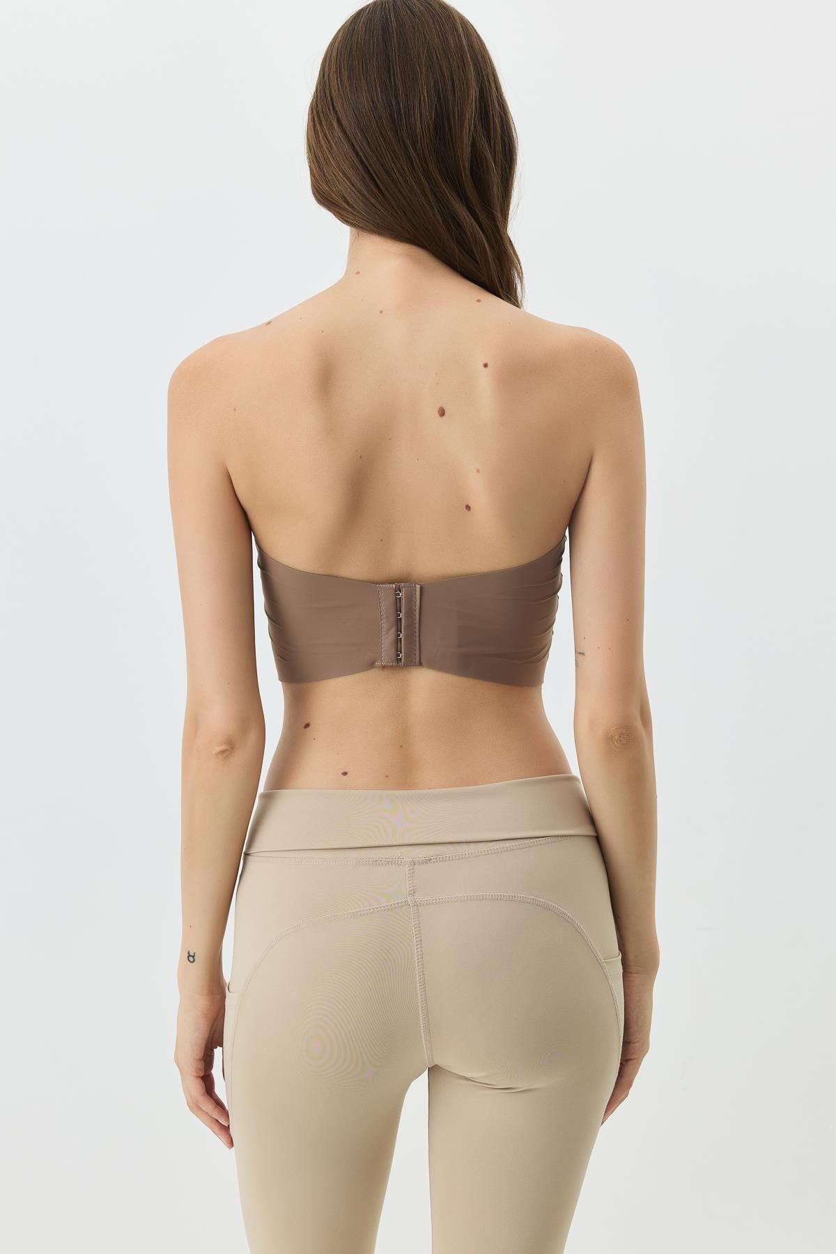 Nahtloser Laser-Cut Bustier mit Polstern 1019 Beige